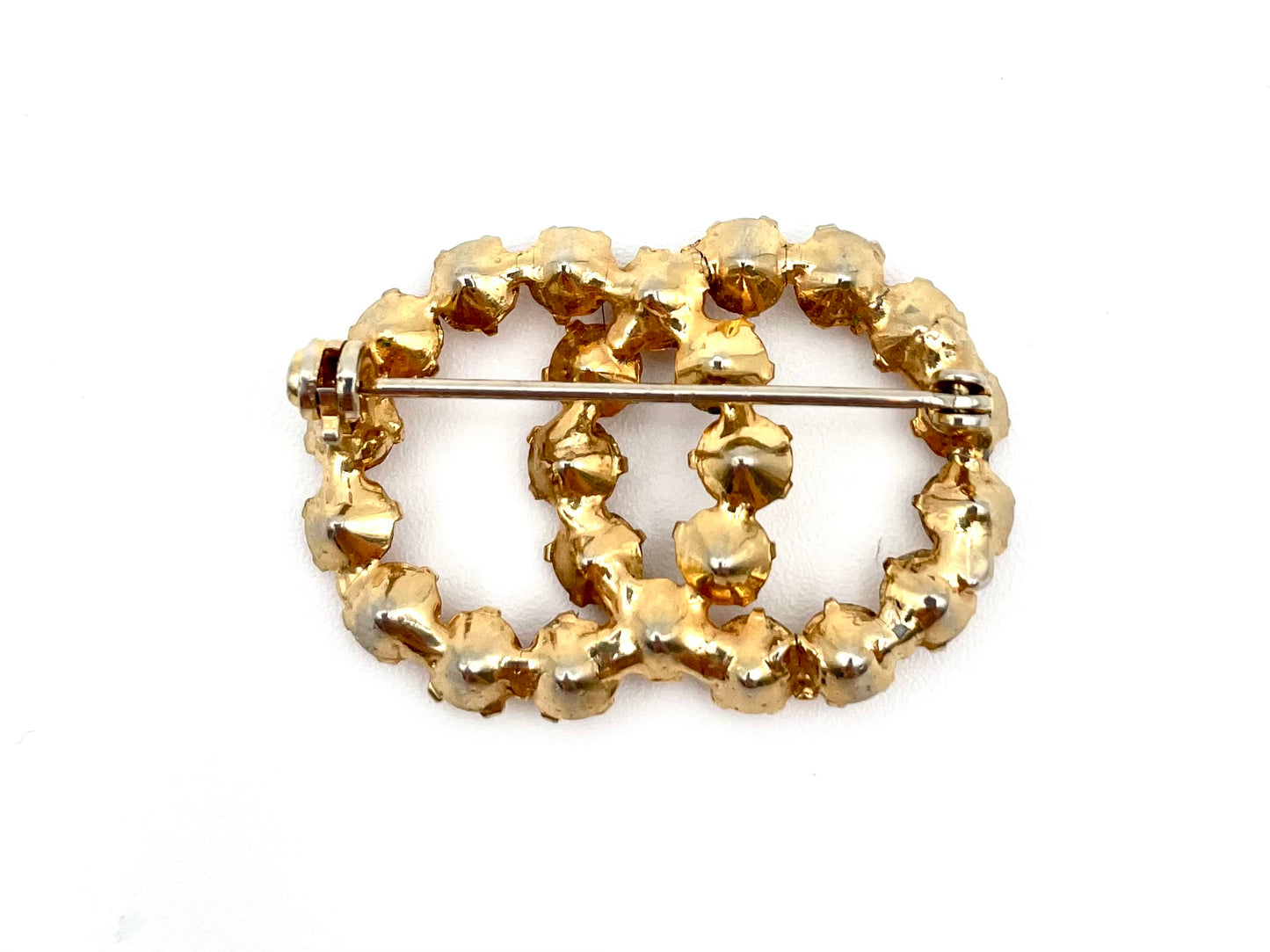 Vintage Amber Rhinestone Brooch