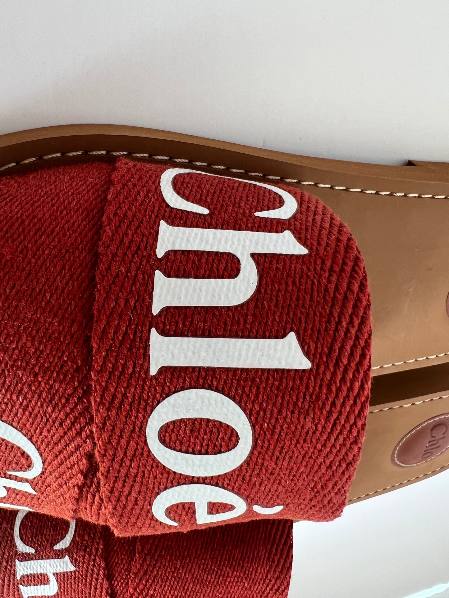 Brand New Chloe TerraCotta Red Woody Slides Size 42