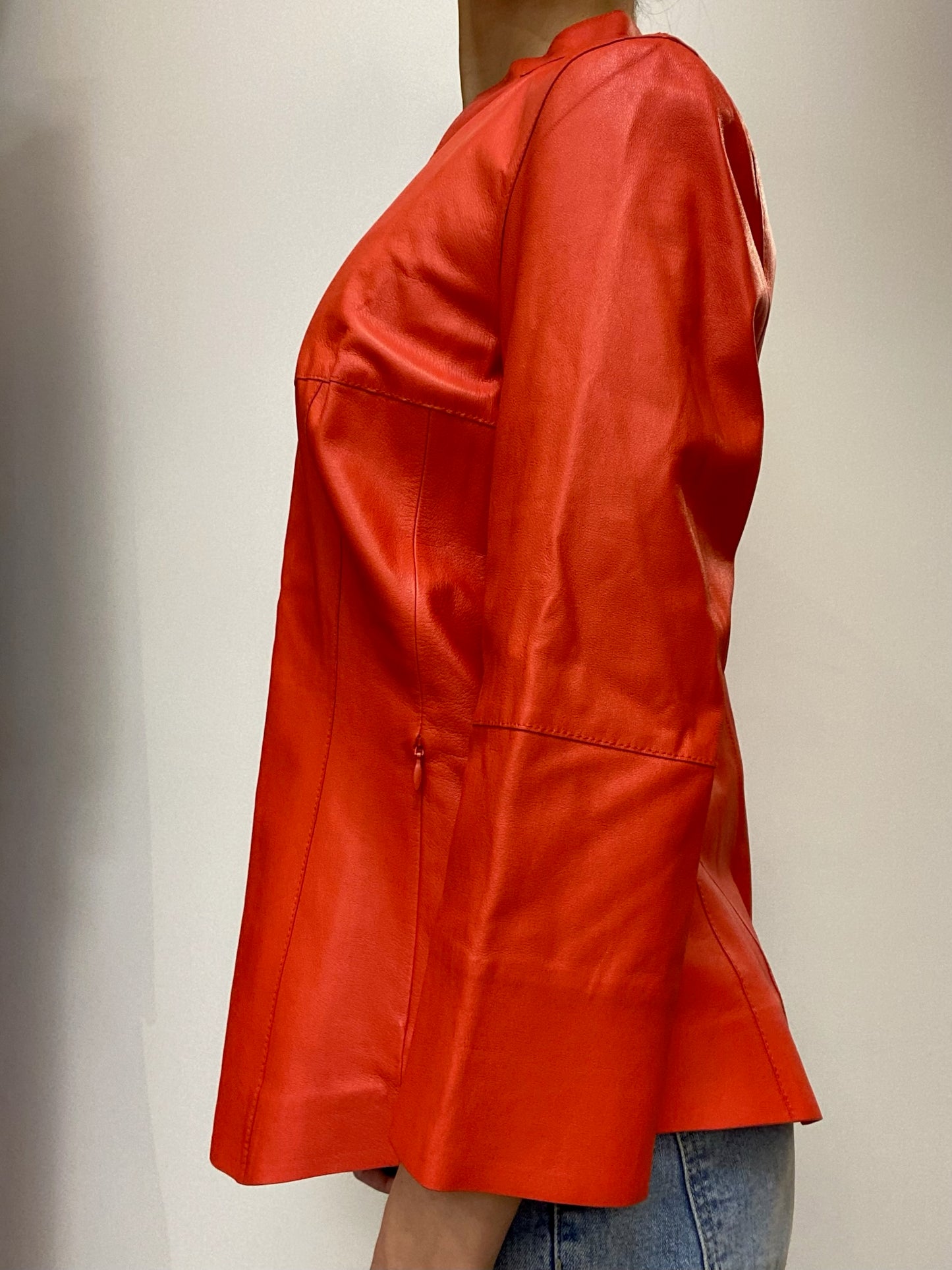 Brand New Lafayette Red
Leather Blouse
Size 8