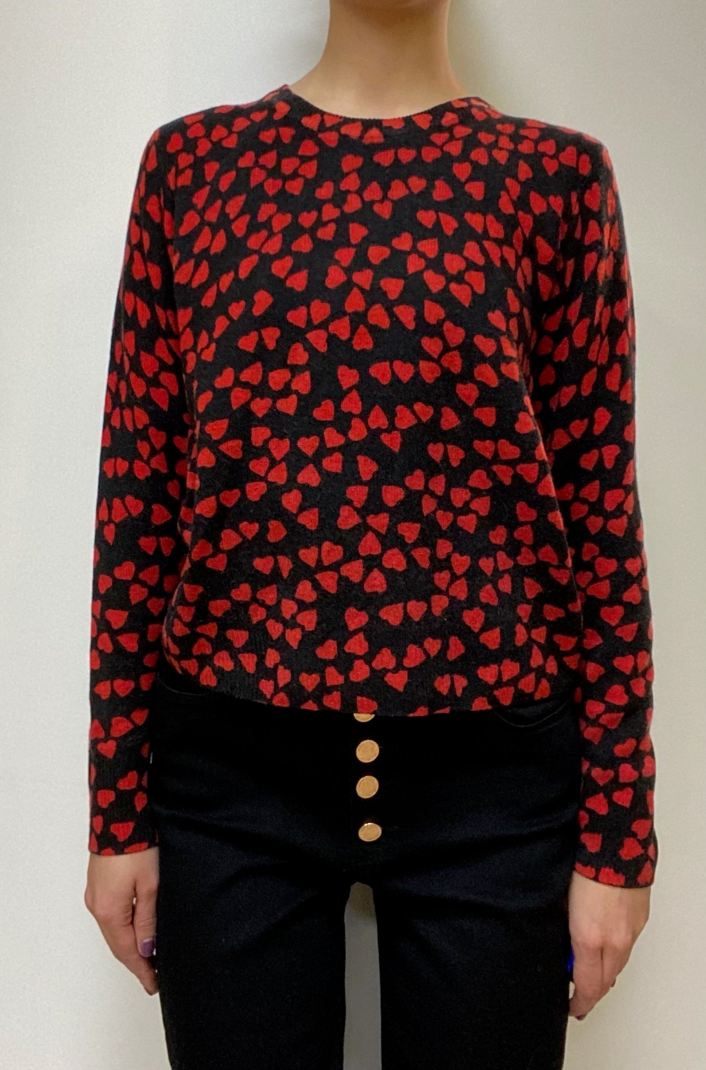 Equipment Heart Print Knit Sweater Size XS