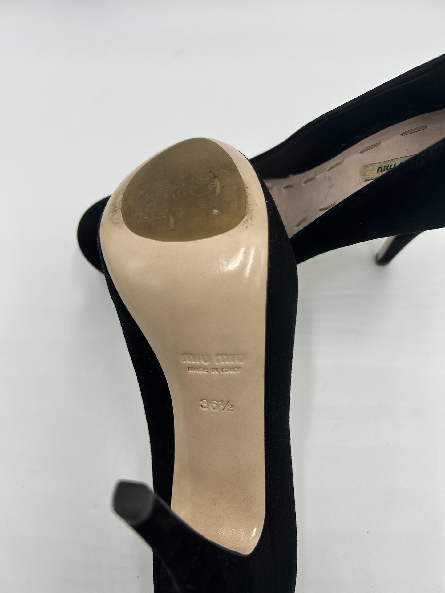 Miu Miu Black Suede Platform Pumps Size 36.5