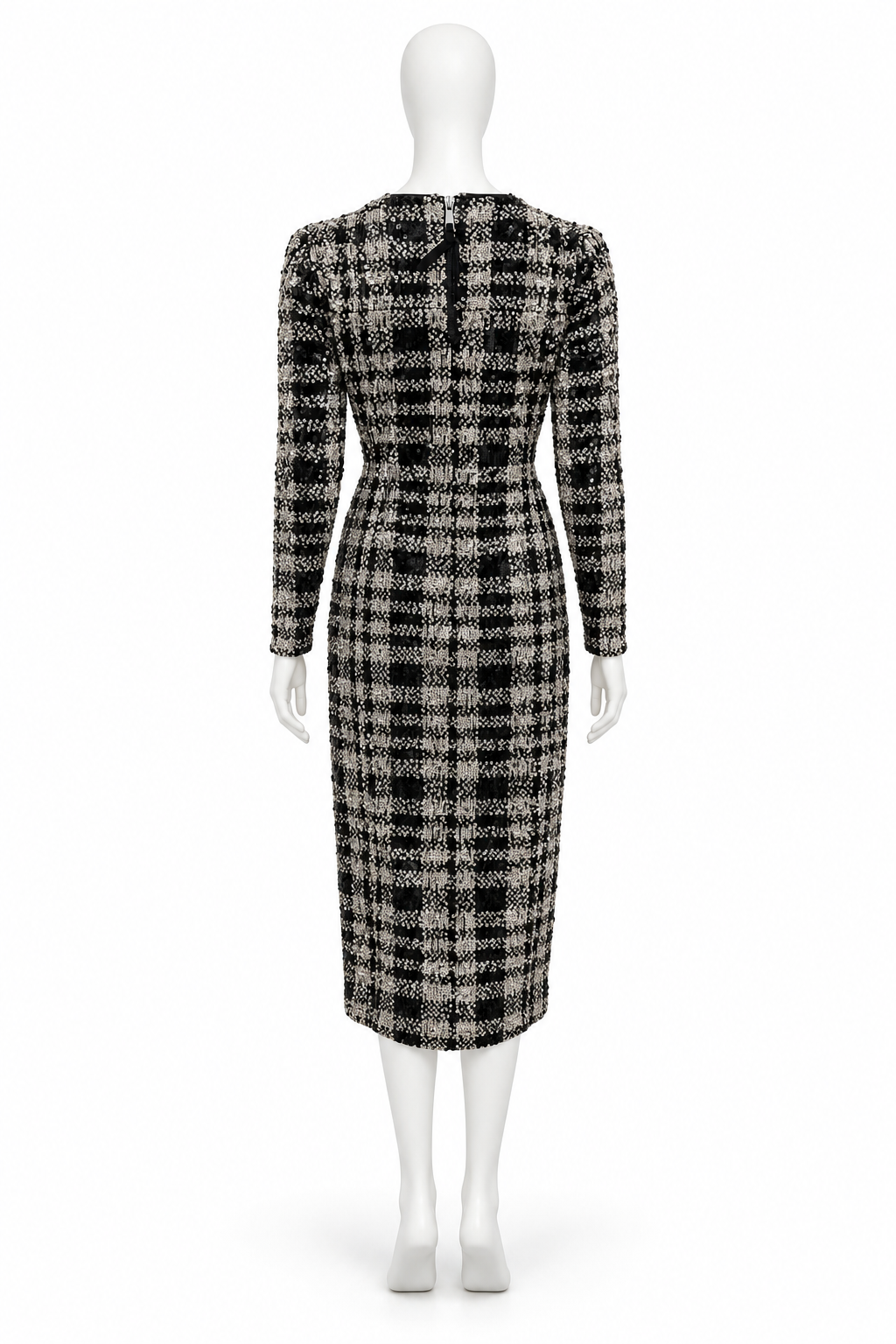 Le Superbe B/W Sequin Long Sleeve Midi Dress Size M