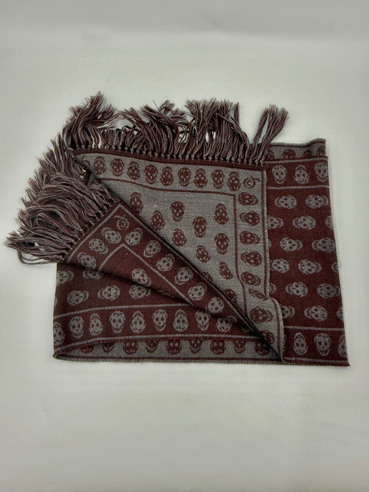 Alexander McQueen Burgundy & Grey Wool Scarf