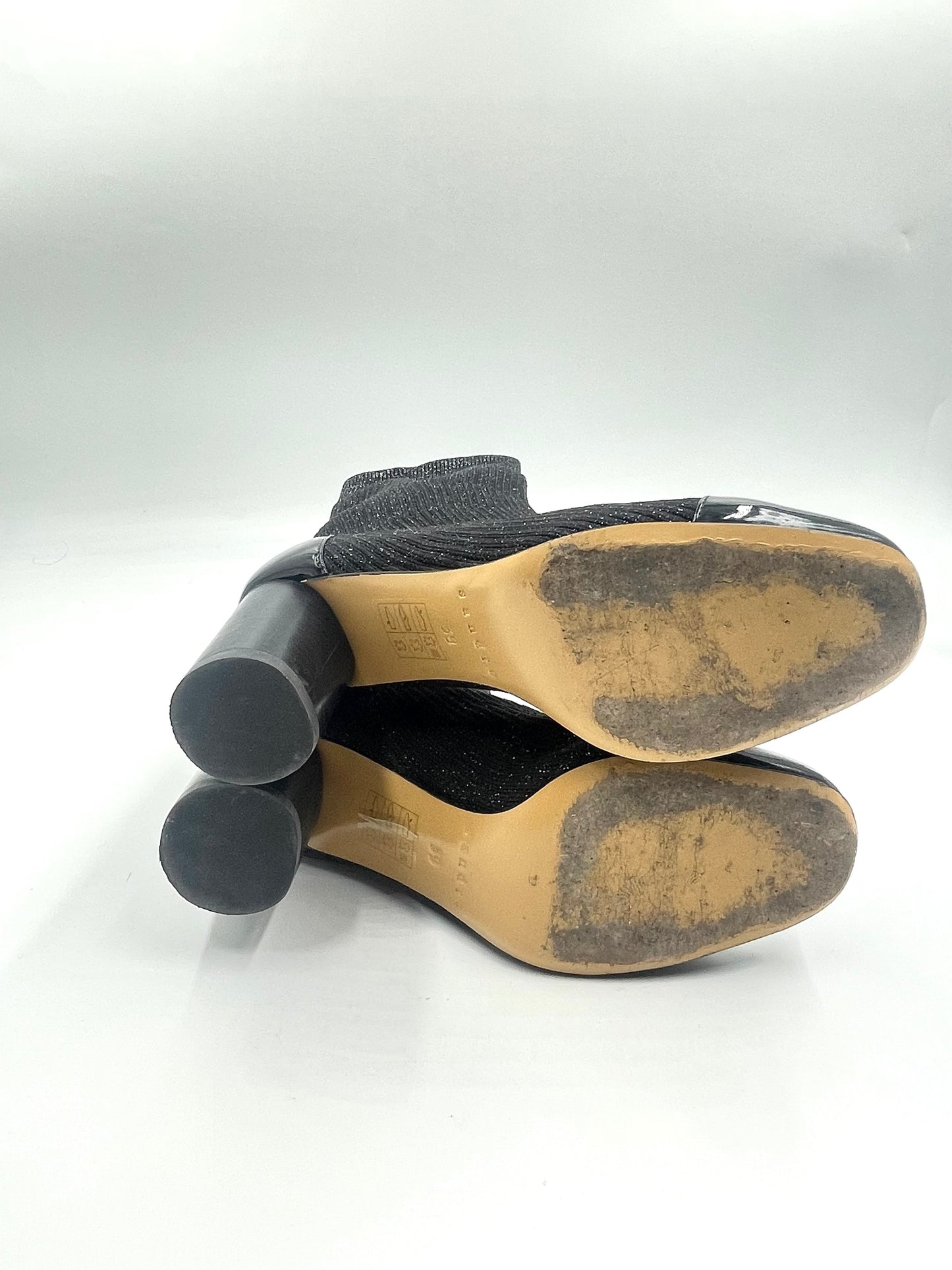 Sandro Captoe Glitter Black Sock Booties Size 39