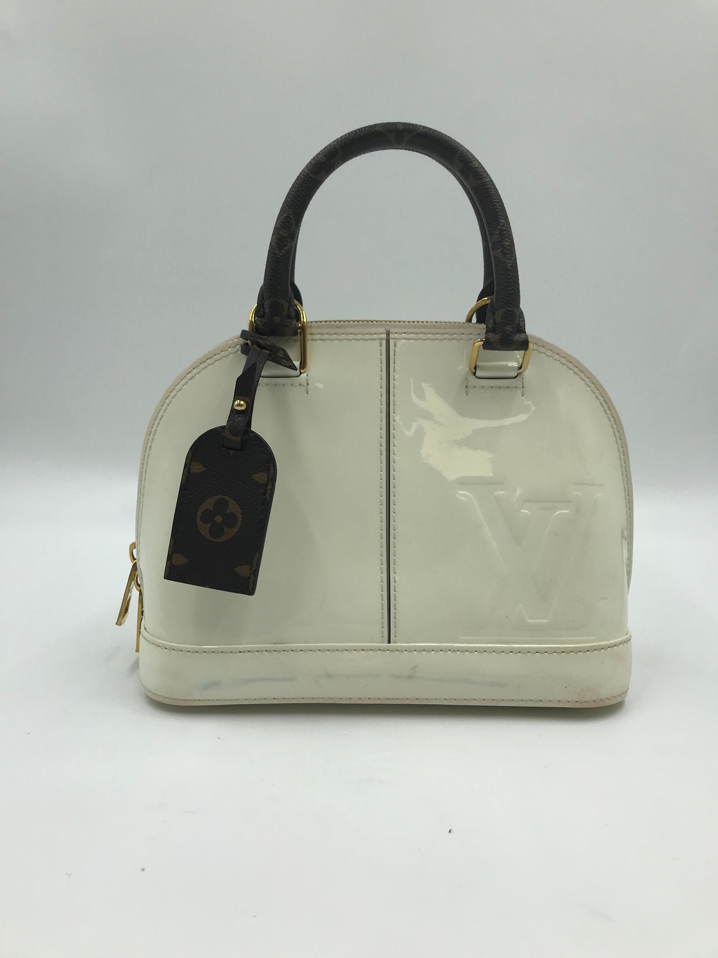 Louis Vuitton “Limited Edition” Vernis Alma BB Cream & Monogram Bag