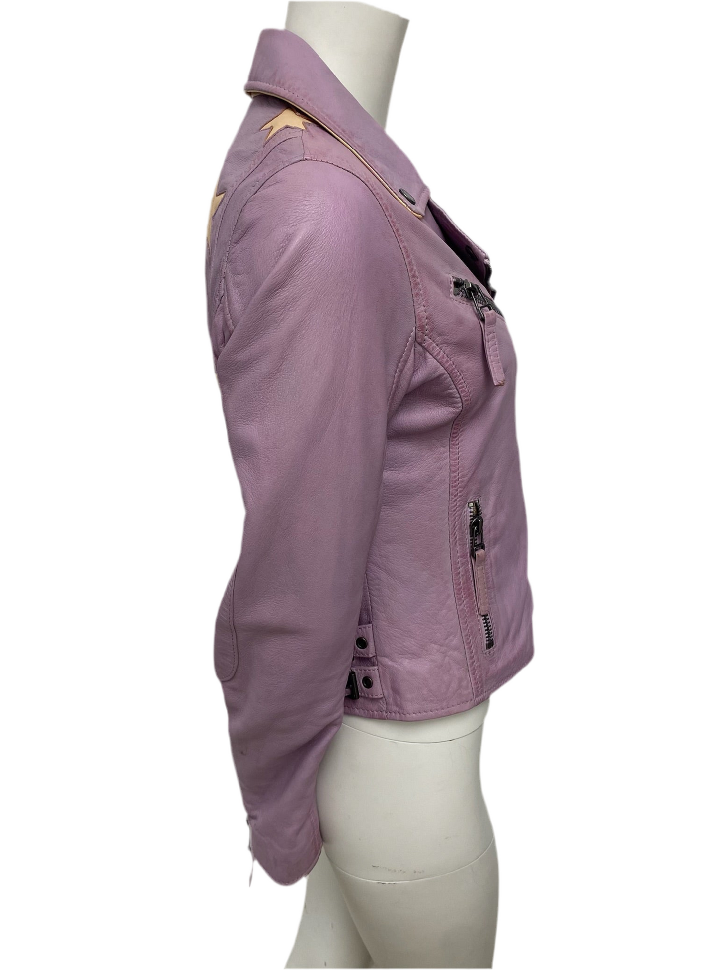 Mauritius Purple Star Leather Moto Jacket Size 4