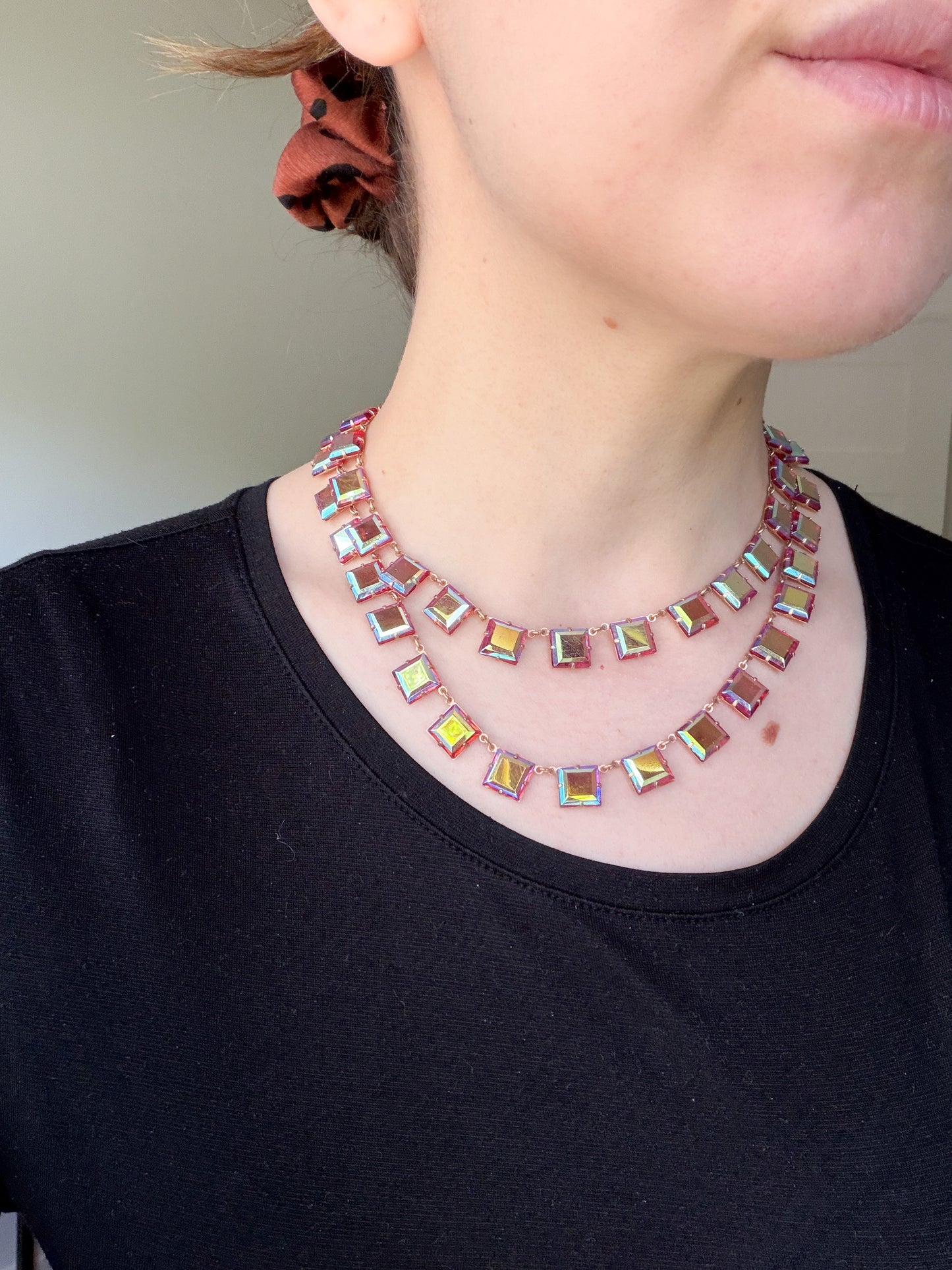 Vintage Double Strand Czech Glass Necklace