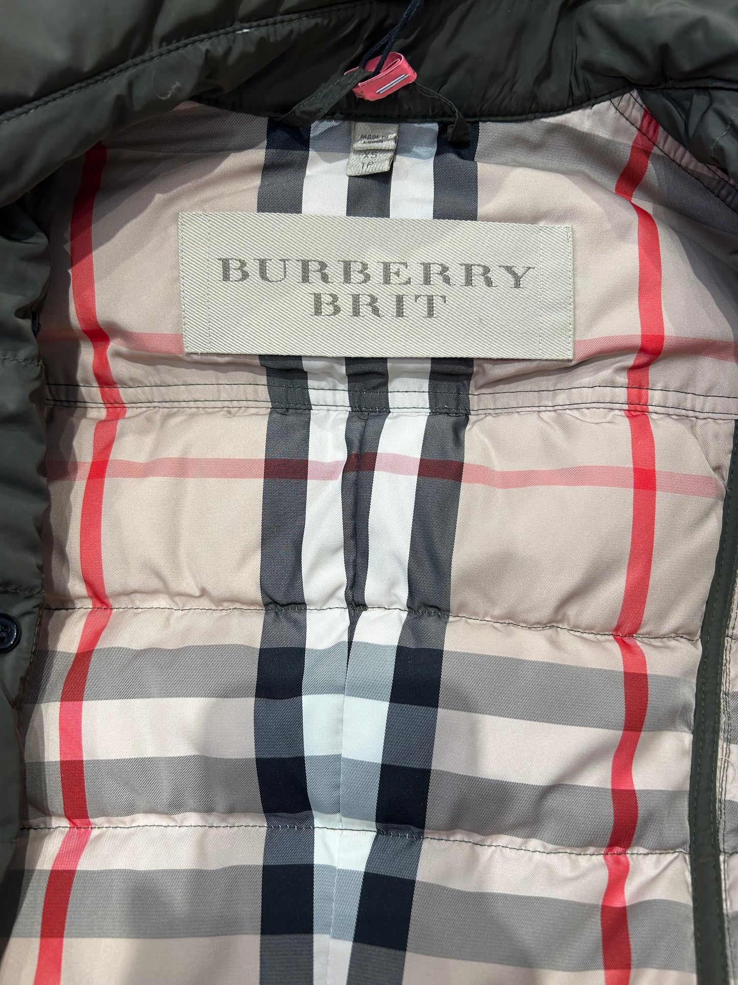 Burberry Olive Green Puffer Jacket Size XS