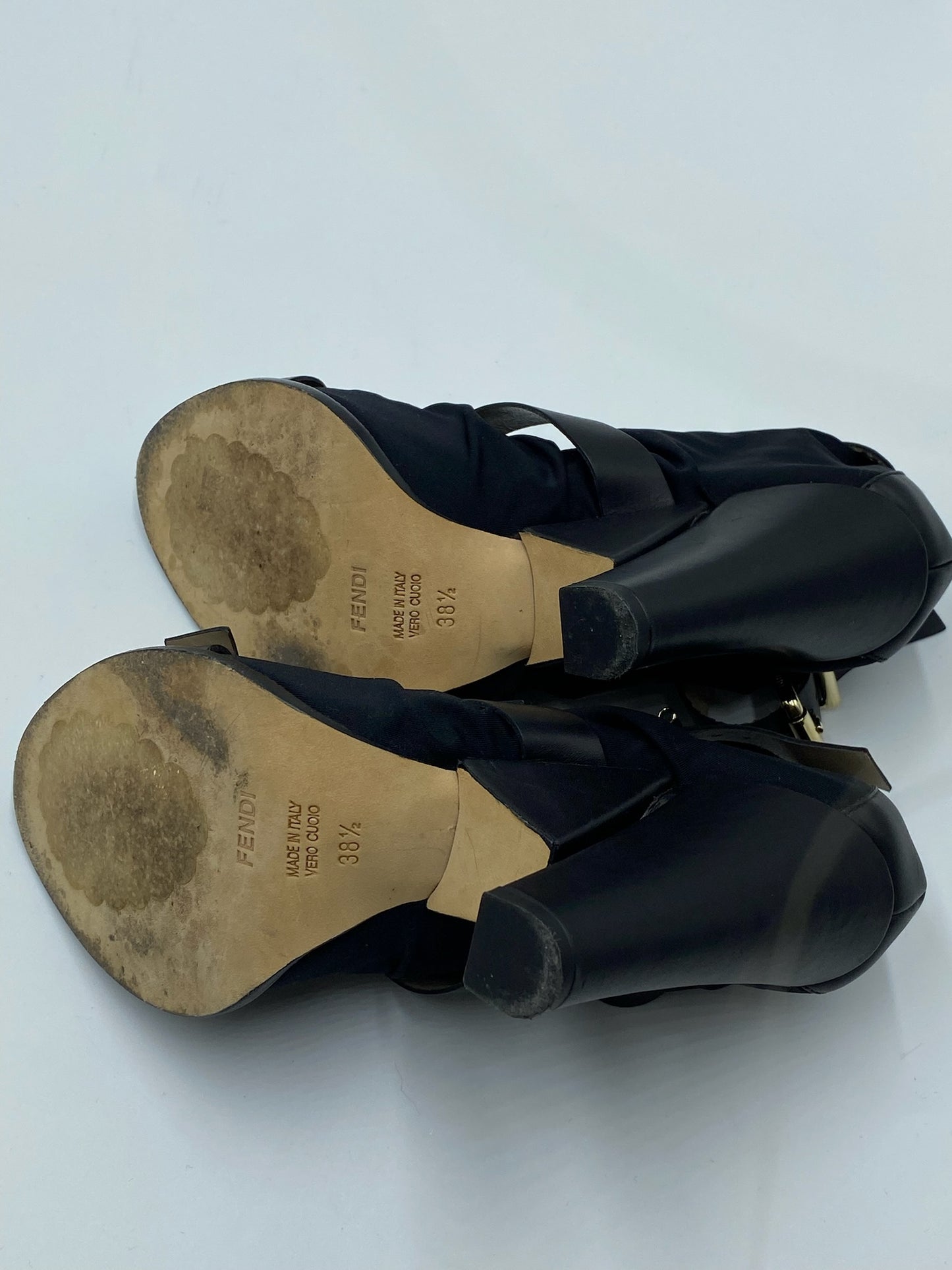 Fendi Black Satin Ankle Booties Size 38.5
