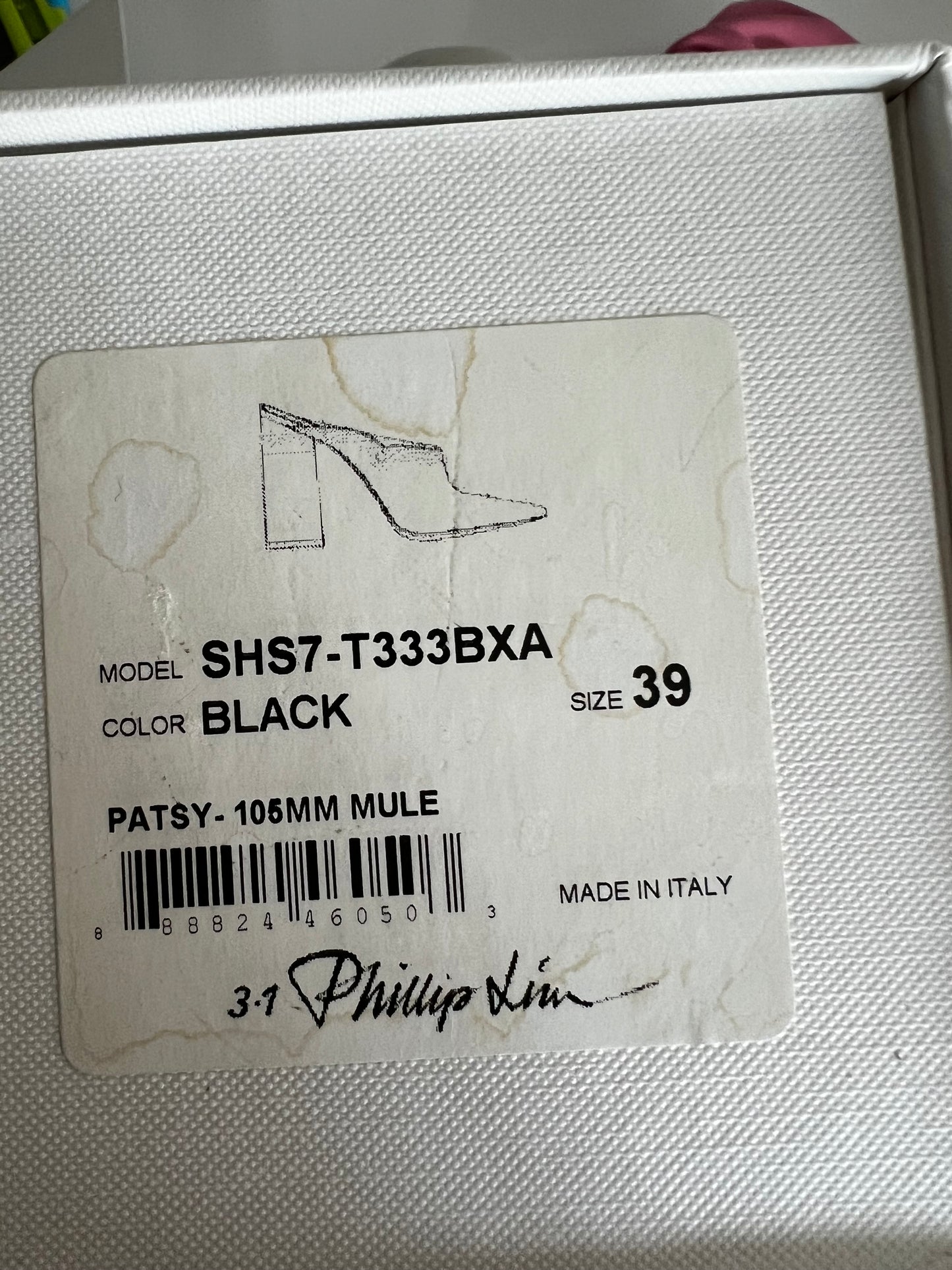 3.1 Phillip Lim Patsy Black Leather Silver Stud Mule Size 39