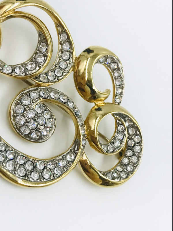 Vintage Butler Fifth Ave Collection Swirly Rhinestone Brooch