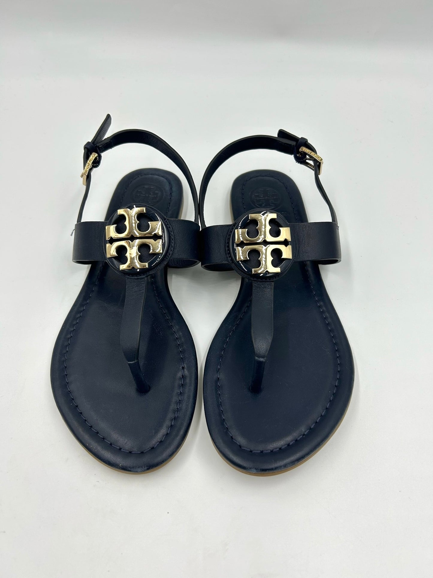 Tory Burch Claire Navy Leather Sandals Size 5