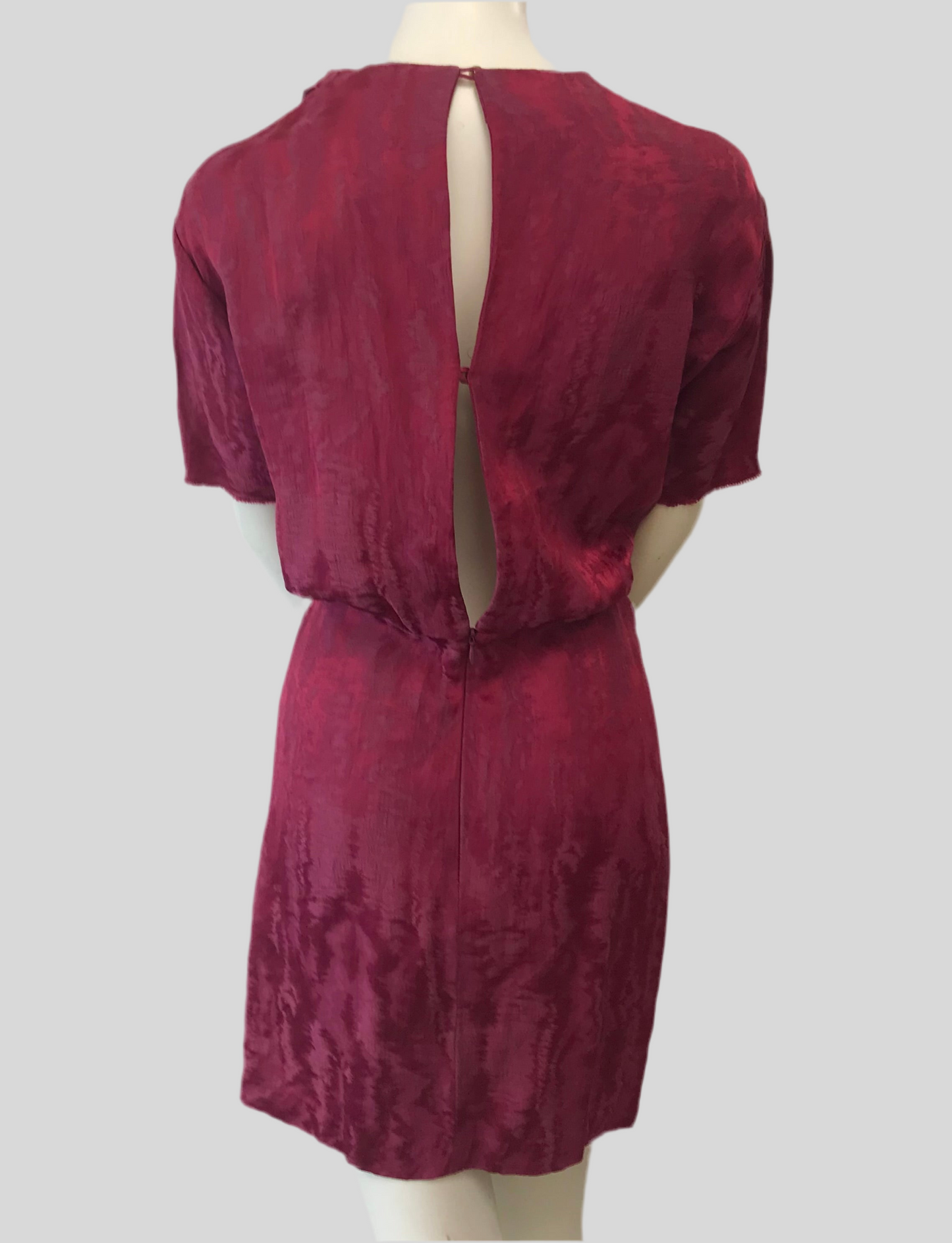 Isabel Marant Magenta Jacquard Ruffle Raw Hem Dress Size 38