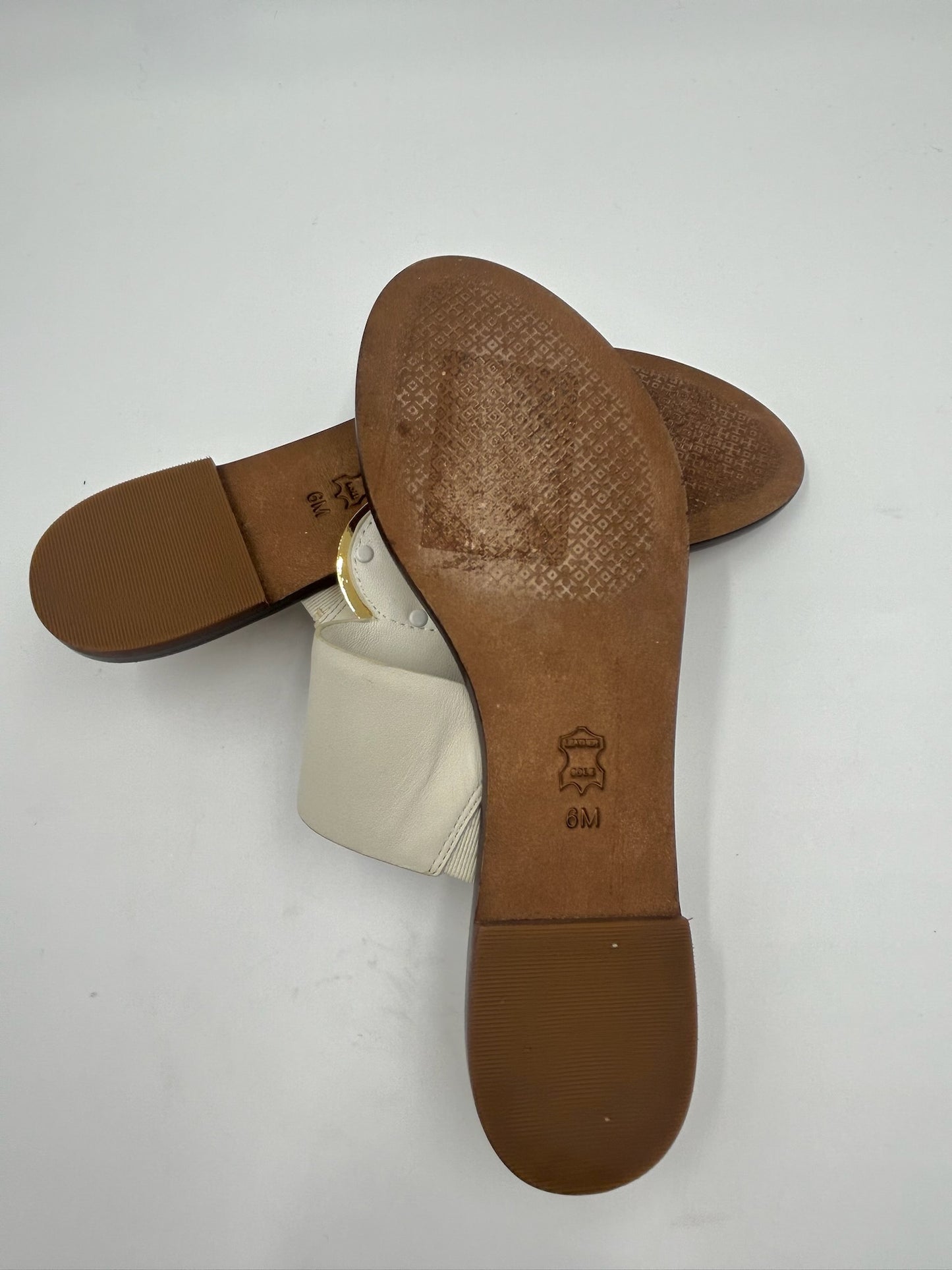 Tory Burch Patos Disk White Leather Sandals Size 6M