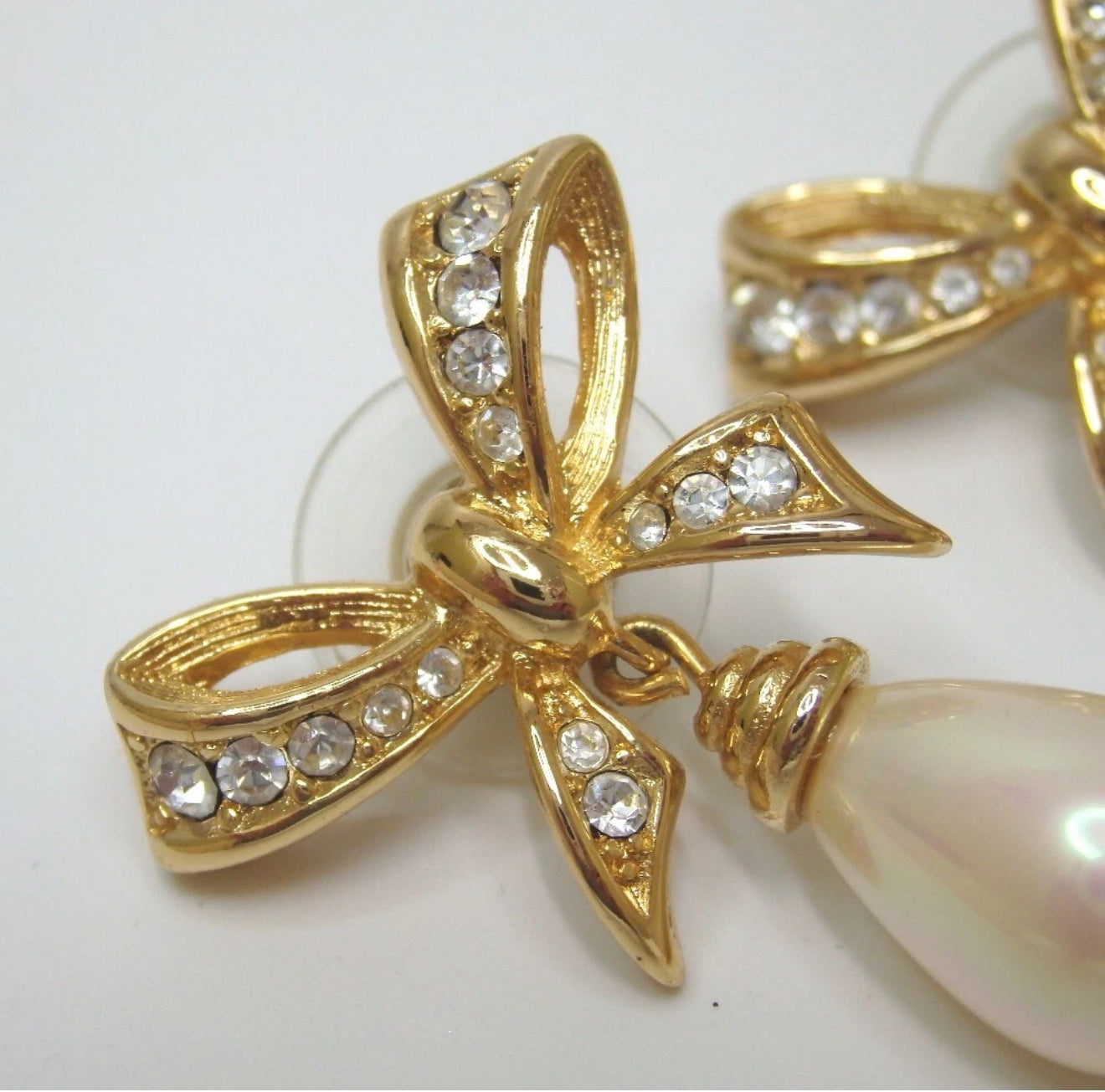 Vintage Christian Dior Pearl Drop Bow Earring