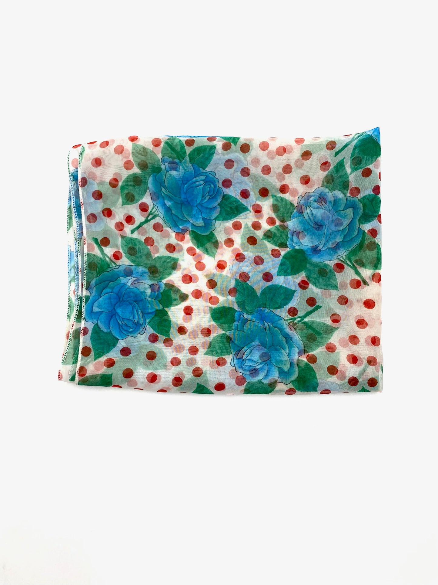 Vintage Blue Floral Print Scarf