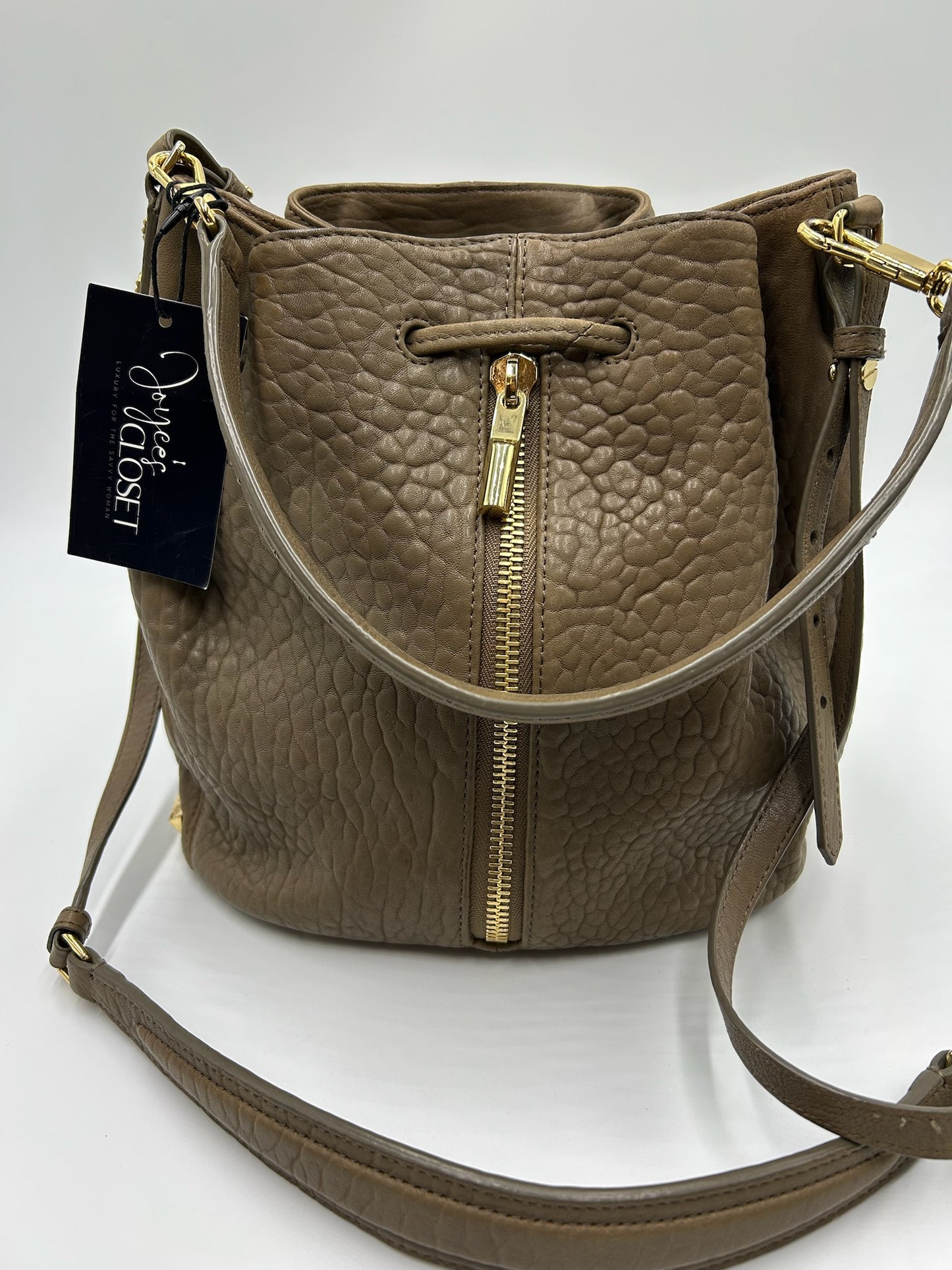 Elizabeth & James Taupe Leather Bucket Bag
