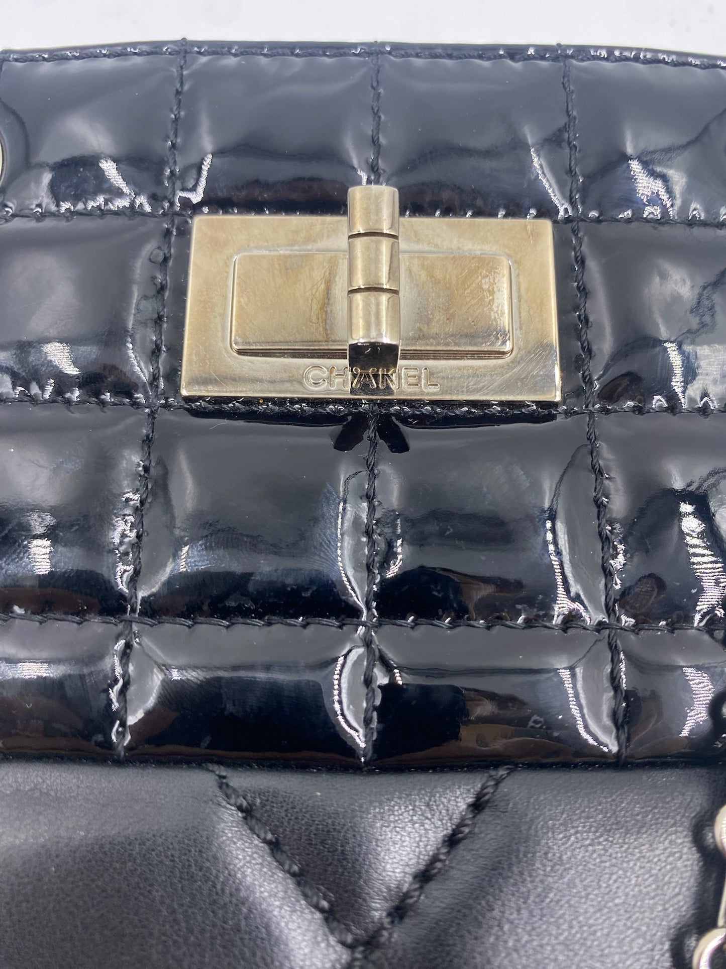Chanel Black Leather & Patent Re-issue Mini Tote