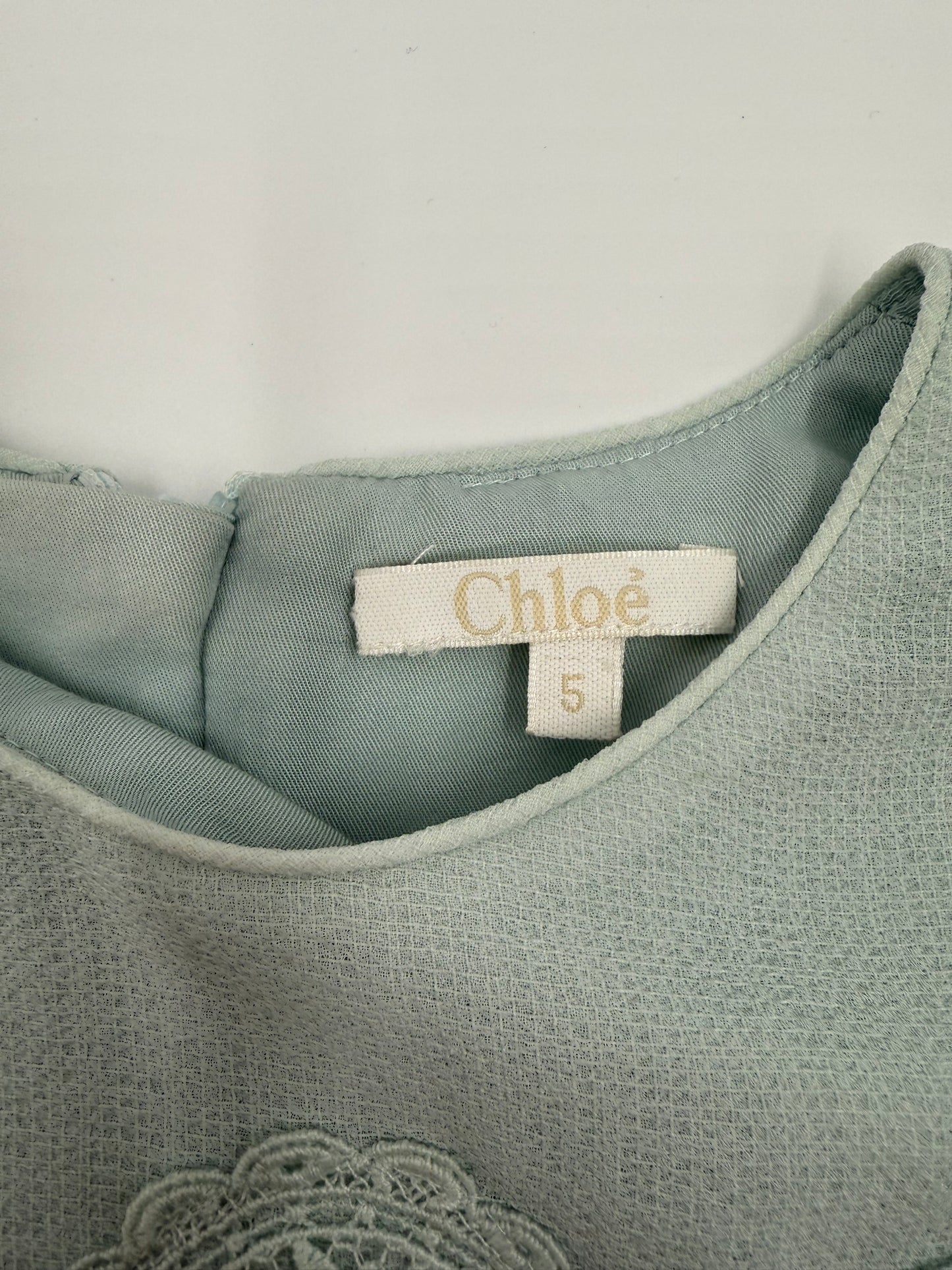 Chloe Kids Mint Green Crepe Dress Size 5
