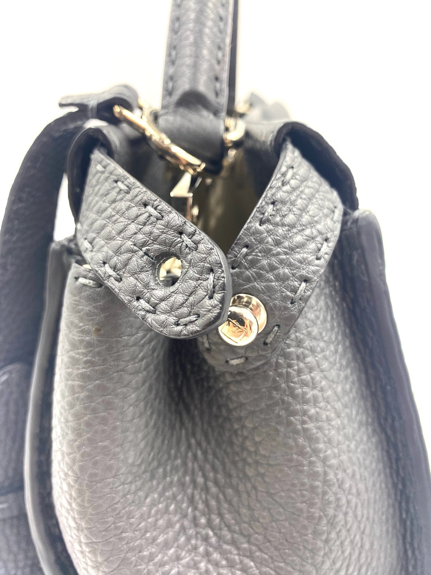 Fendi Grey Selleria Leather Peekaboo Shoulder Bag
