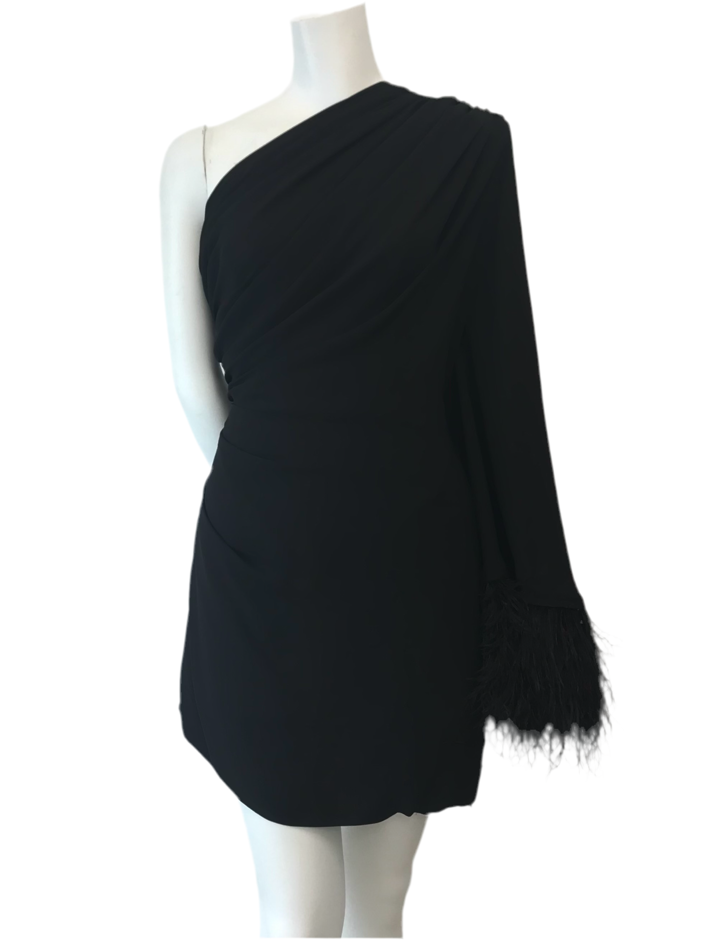 Bronx & Banco Black Feather Sleeve Mini Dress Size M