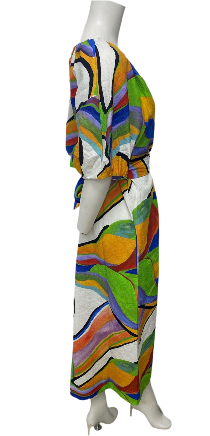 NWOT Mara Hoffman Bubble Sleeve Multicolor Print Dress Size L
