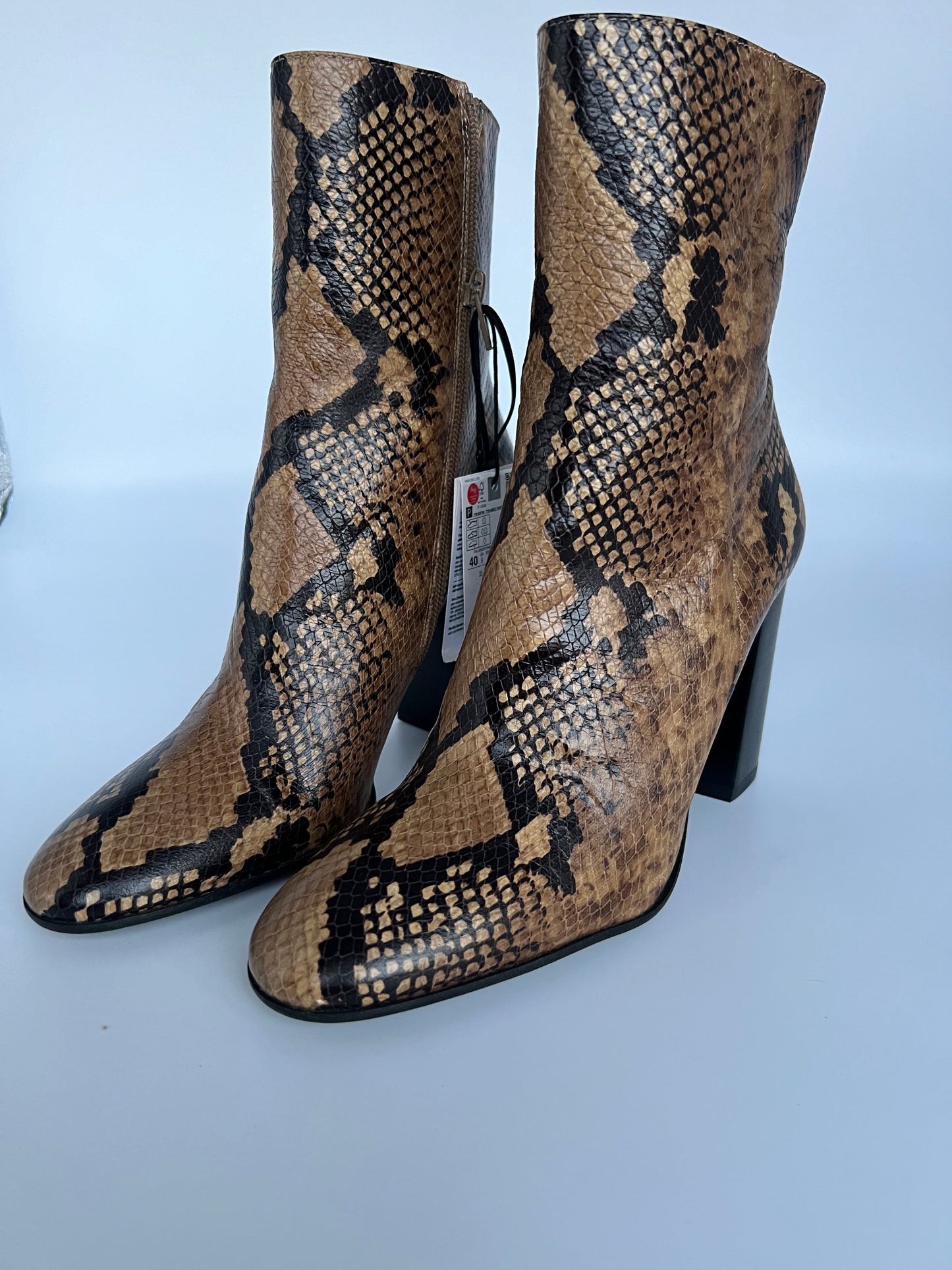 Brand New Zara Snakeskin Ankle Boots Size 9