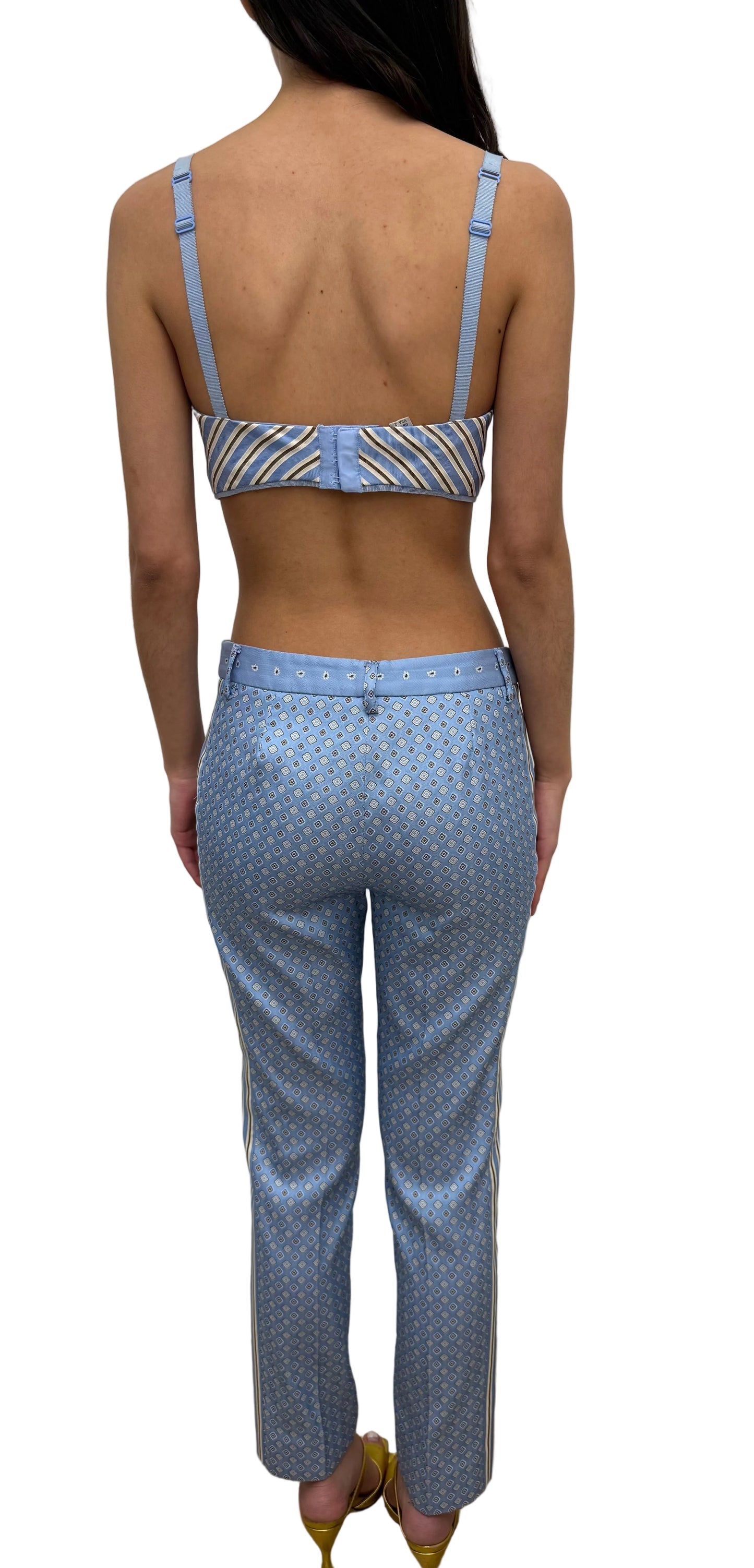 Philosophy Di Alberta Ferreti Blue Print Bralet & Trouser Set
Size 2/4 US