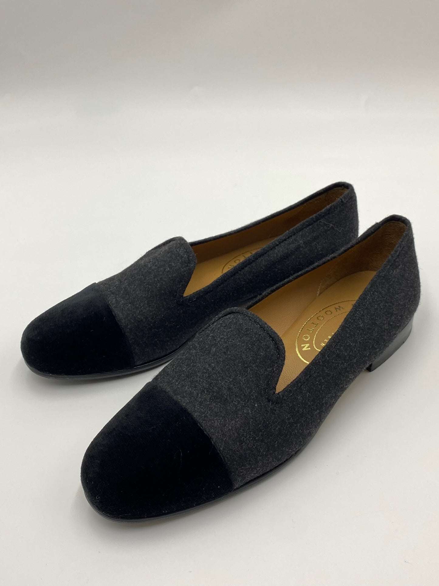 Stubbs & Wootton Grey & Black Velvet & Wool Loafers Size 9