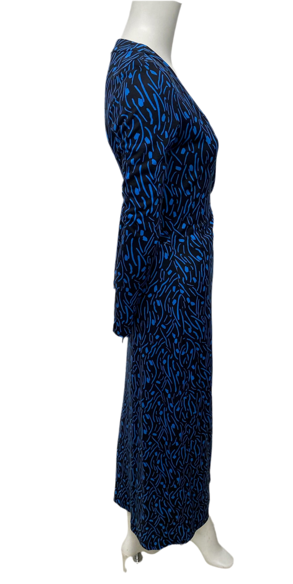 DVF Blue Print Silk Maxi Dress Size 4
