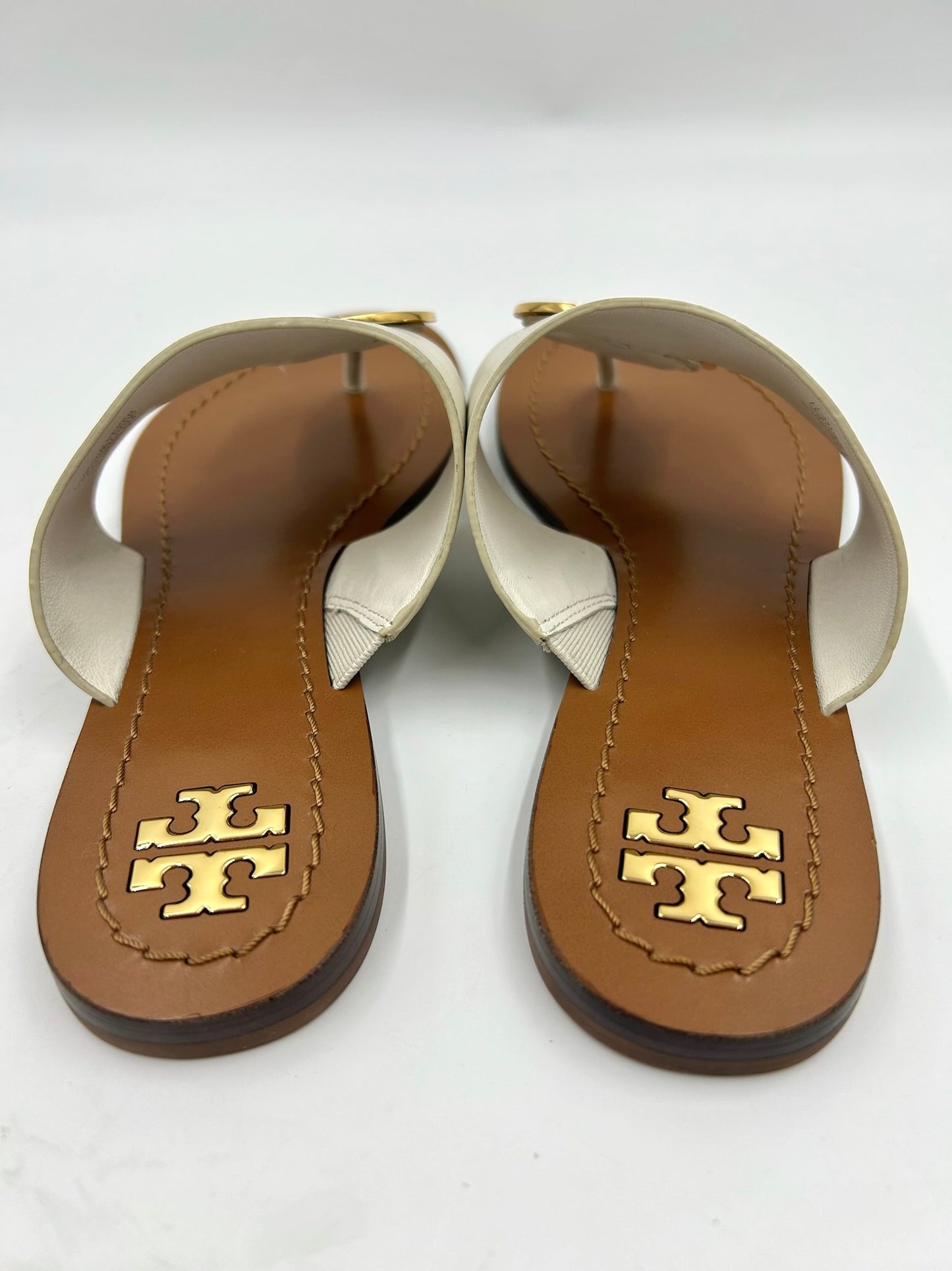 Tory Burch Patos Disk White Leather Sandals Size 6M