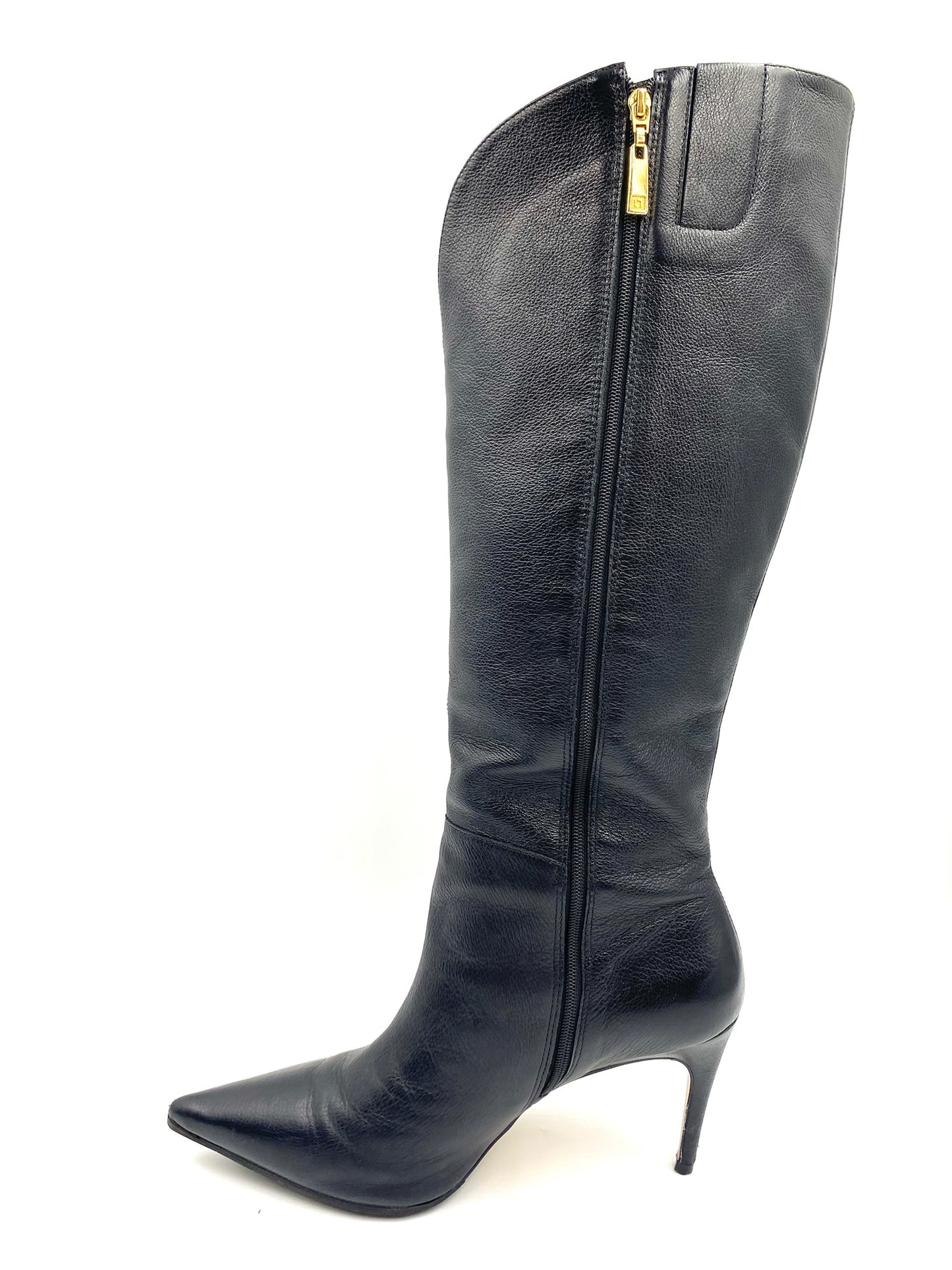 Luz Da Lua Black Leather Tall Boots Size 9