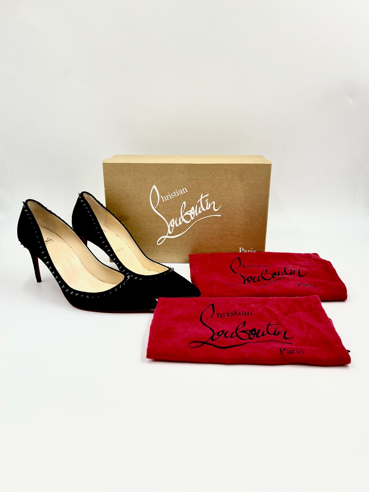 Christian Louboutin Black Anjalina Velour Pumps Size 37.5