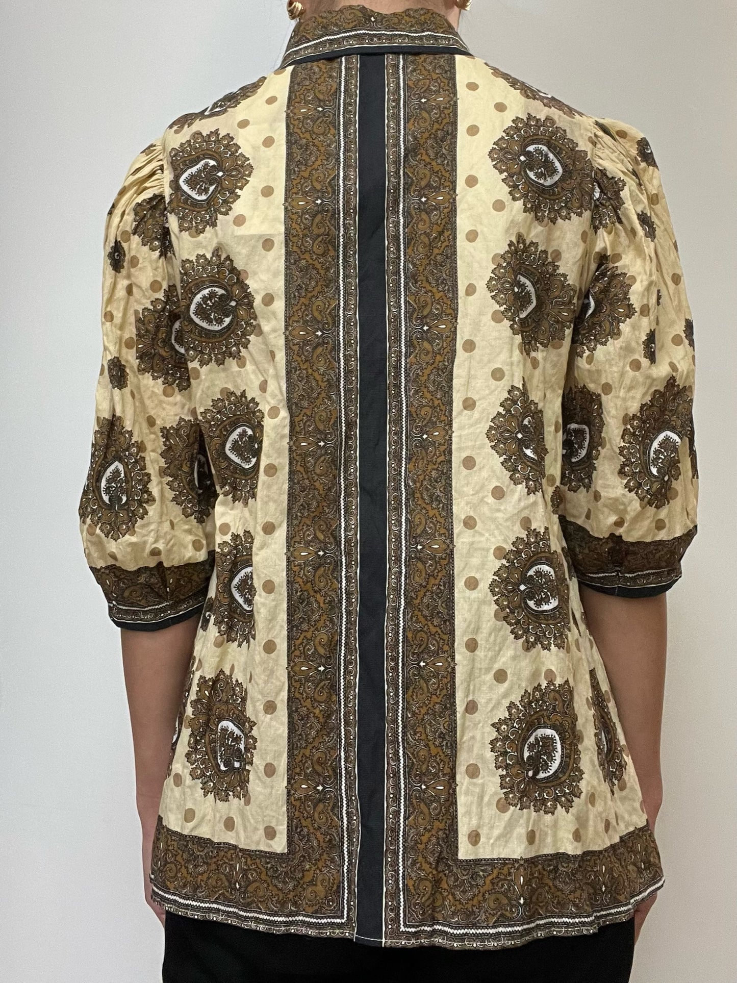 Brand New Sandro Brown Paisley Print Blouse Size L