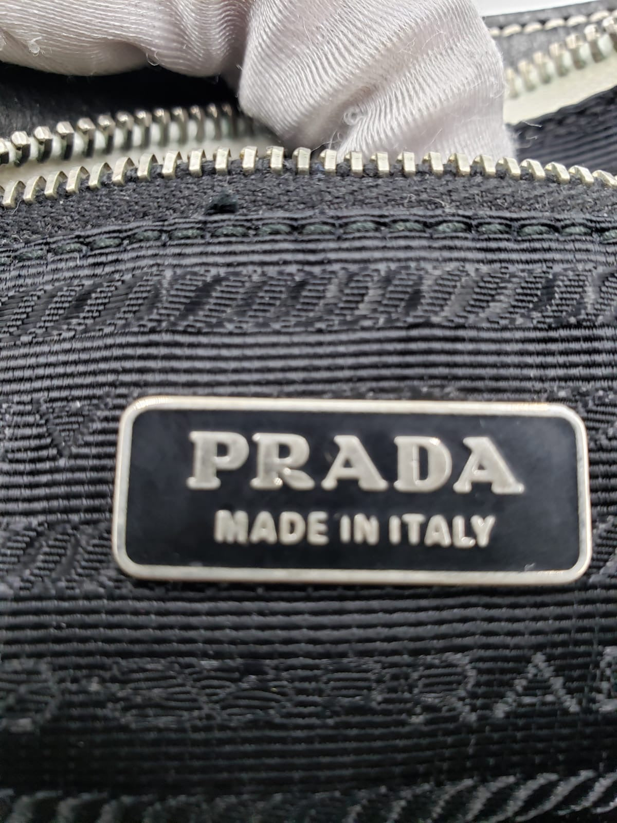 Prada Tessuto Sirio Bianco Nero Pochette Handbag