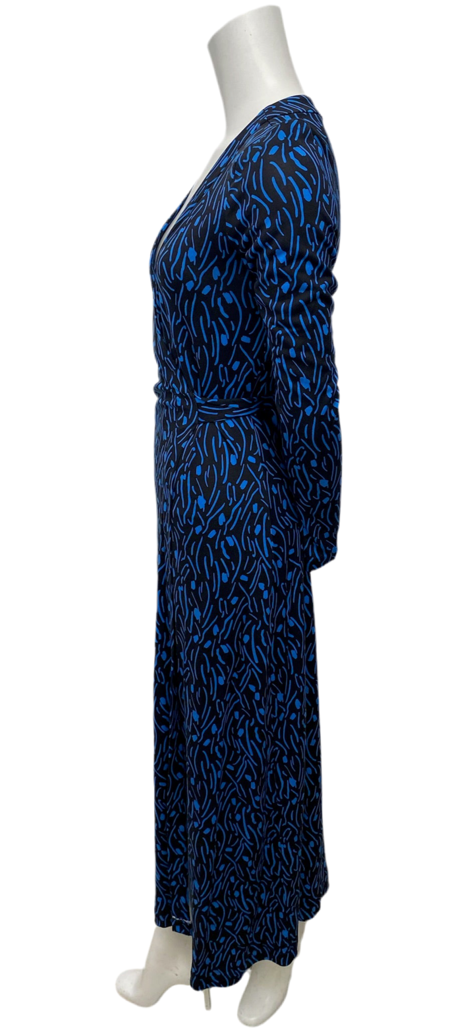 DVF Blue Print Silk Maxi Dress Size 4
