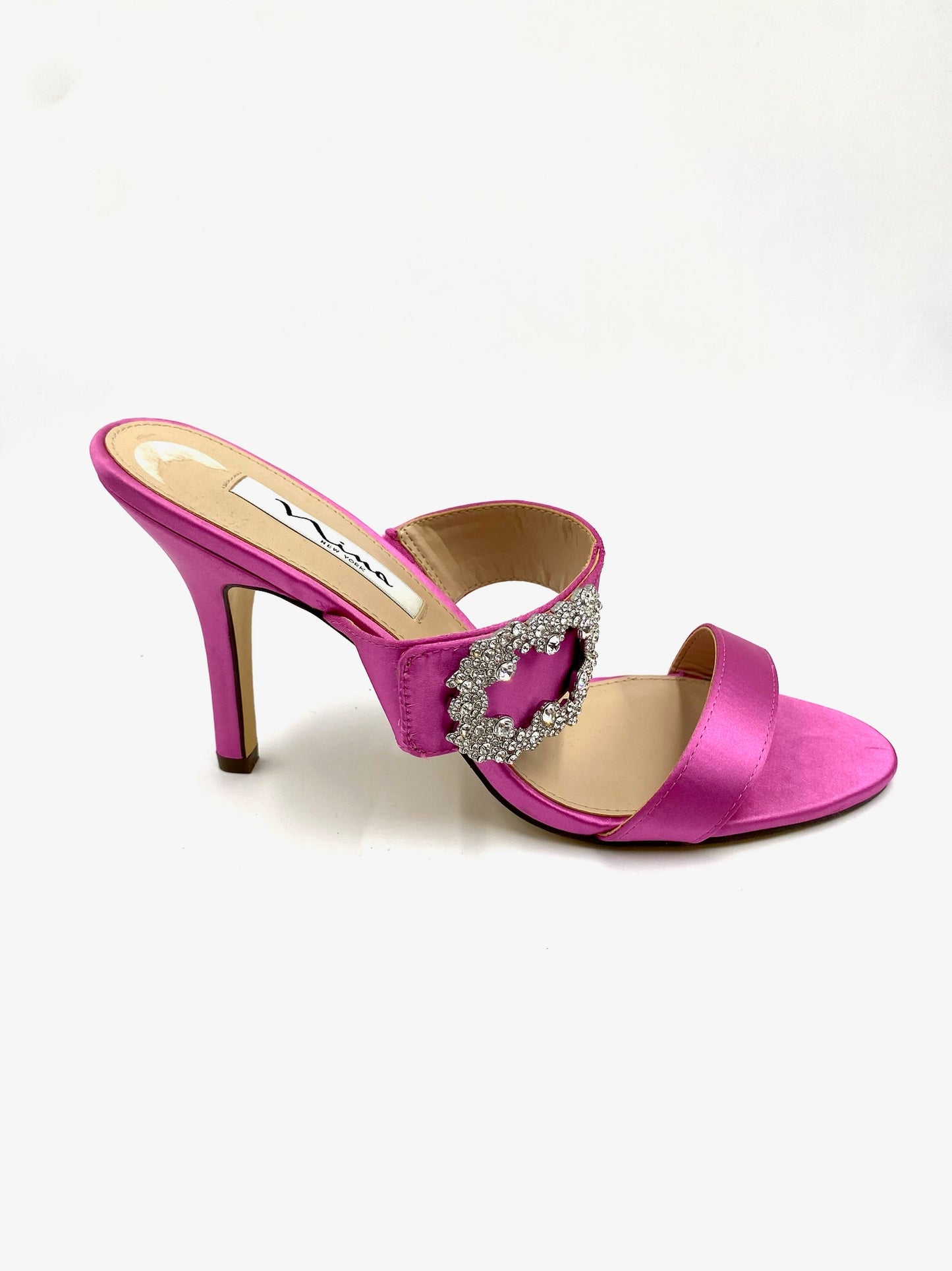 Mina Pink Rhinestone Strappy Heels Size 8.5