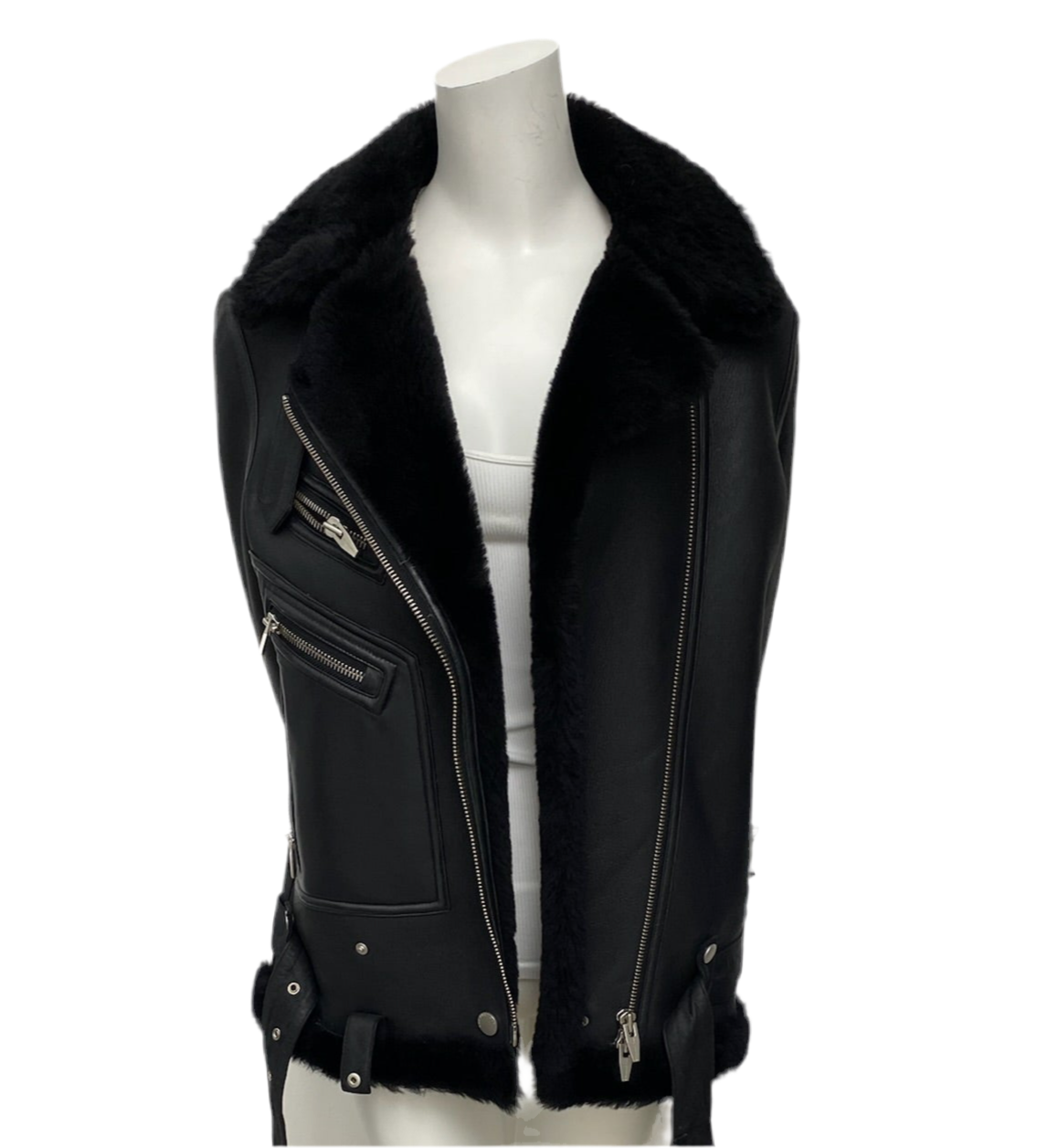 The Arrivals Black Shearling Leather Jacket Size XS