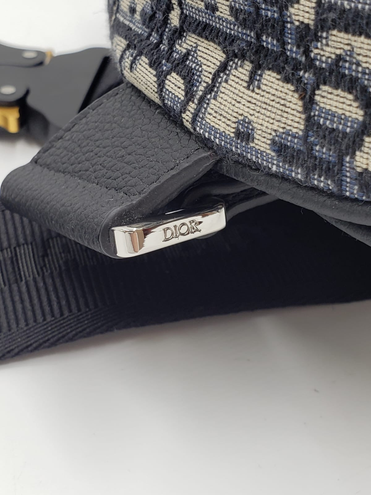 Christian Dior Blue Jacquard Oblique Saddle Crossbody Bag