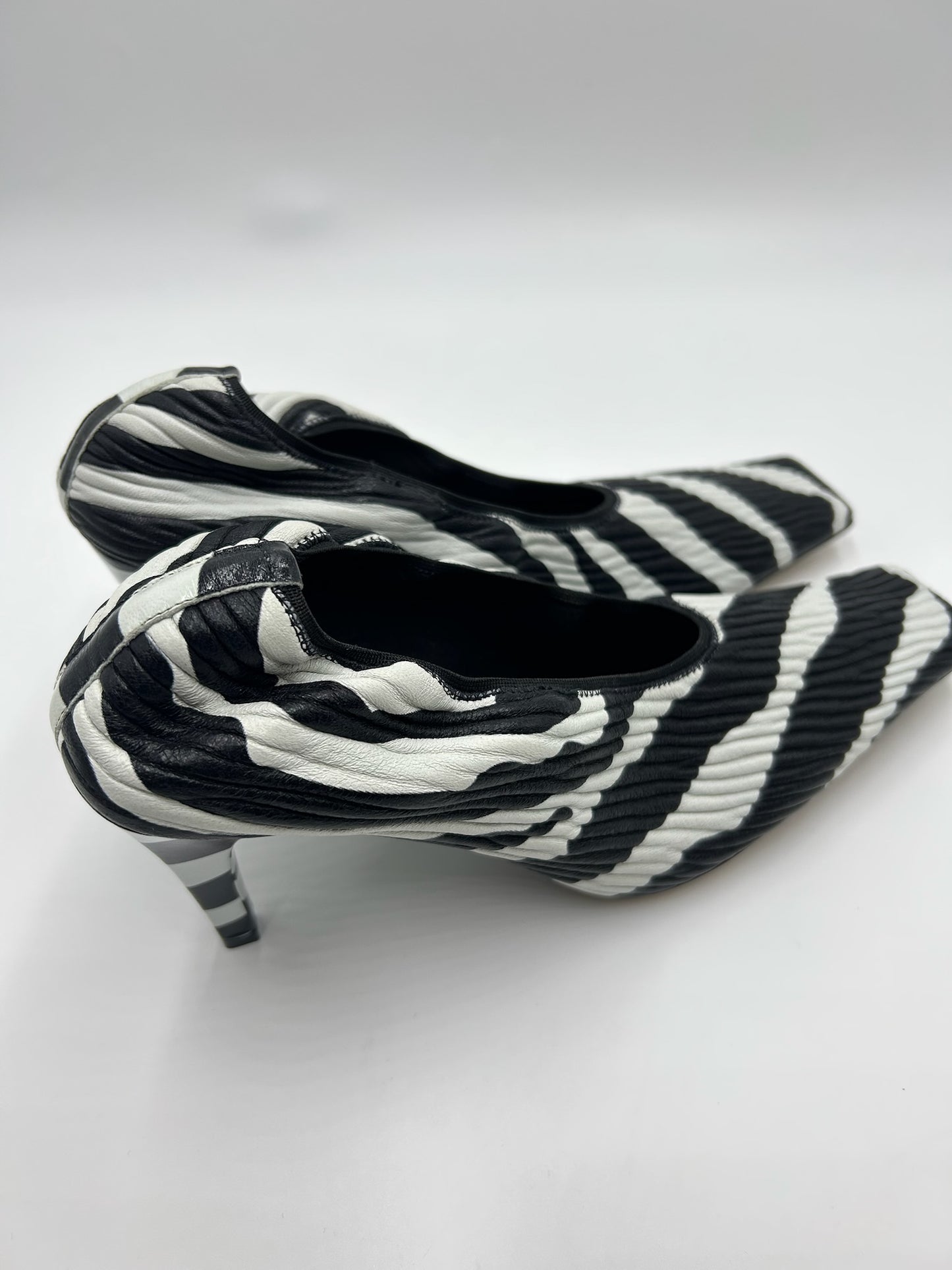 Bottega Veneta Zebra Stripe Square Toe Pump Size 37