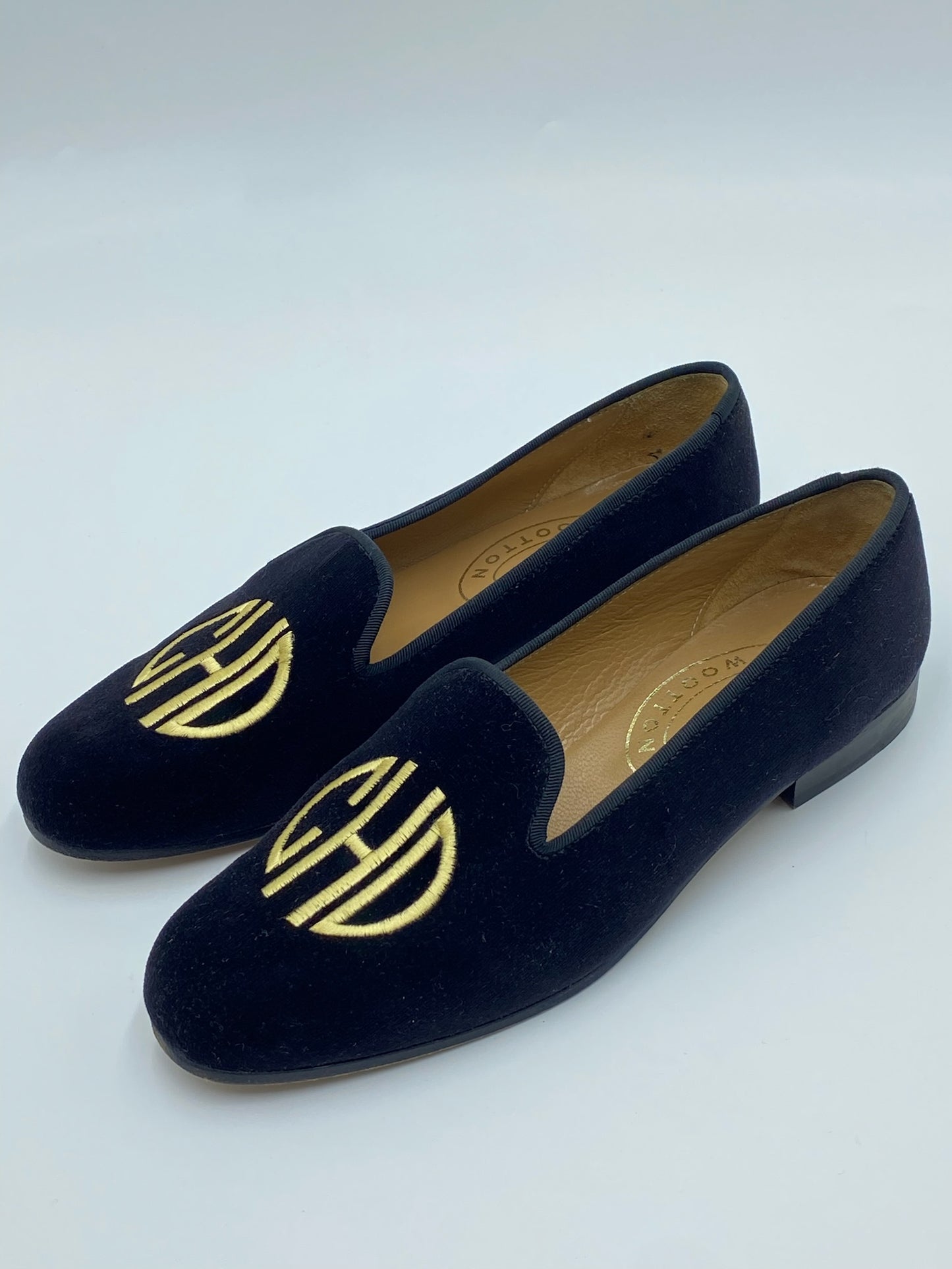 Stubbs & Wootton Black Velvet Loafers Size 9