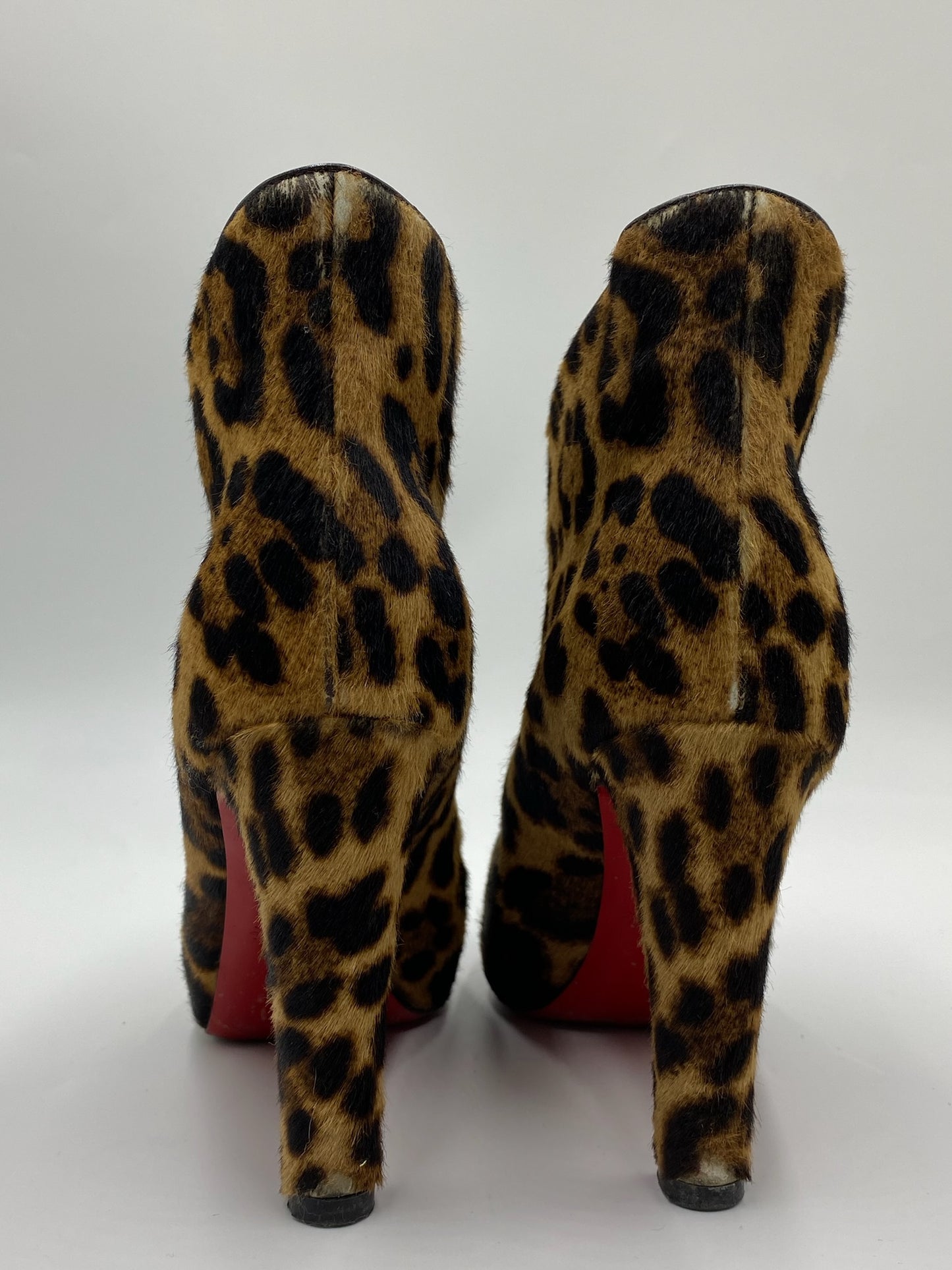 Christian Louboutin Leopard Mohair Ankle Boots Size 6.5
