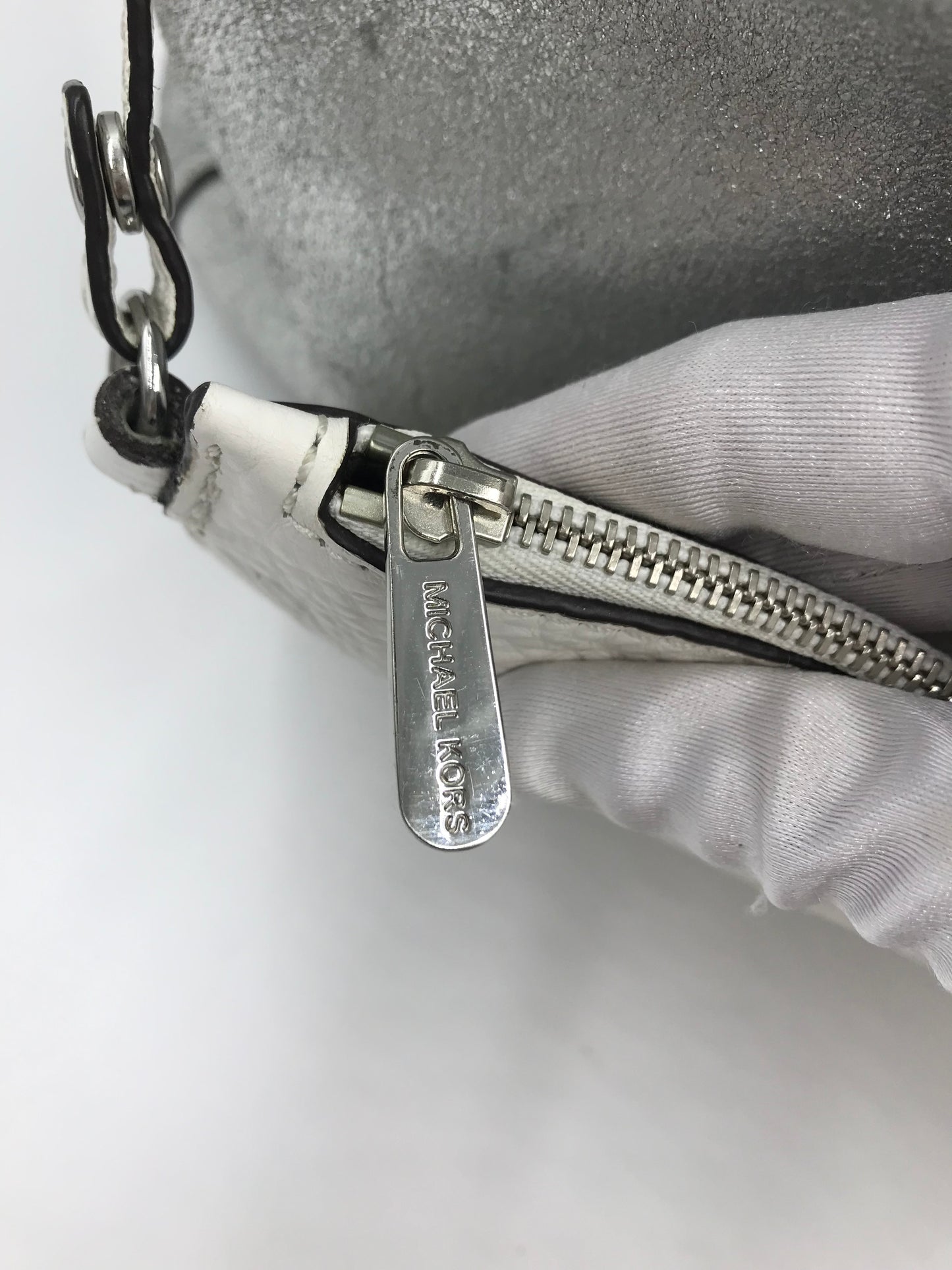 Michael Kors Leather Reversible Silver & White Large Tote