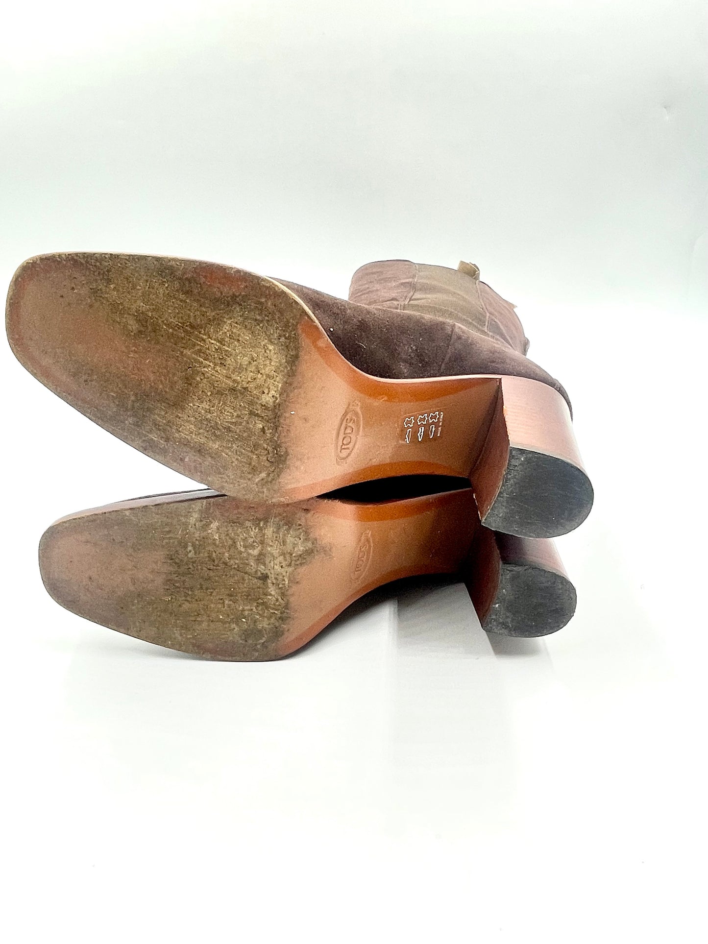 Tods Brown Suede Leather Mid Height Boots