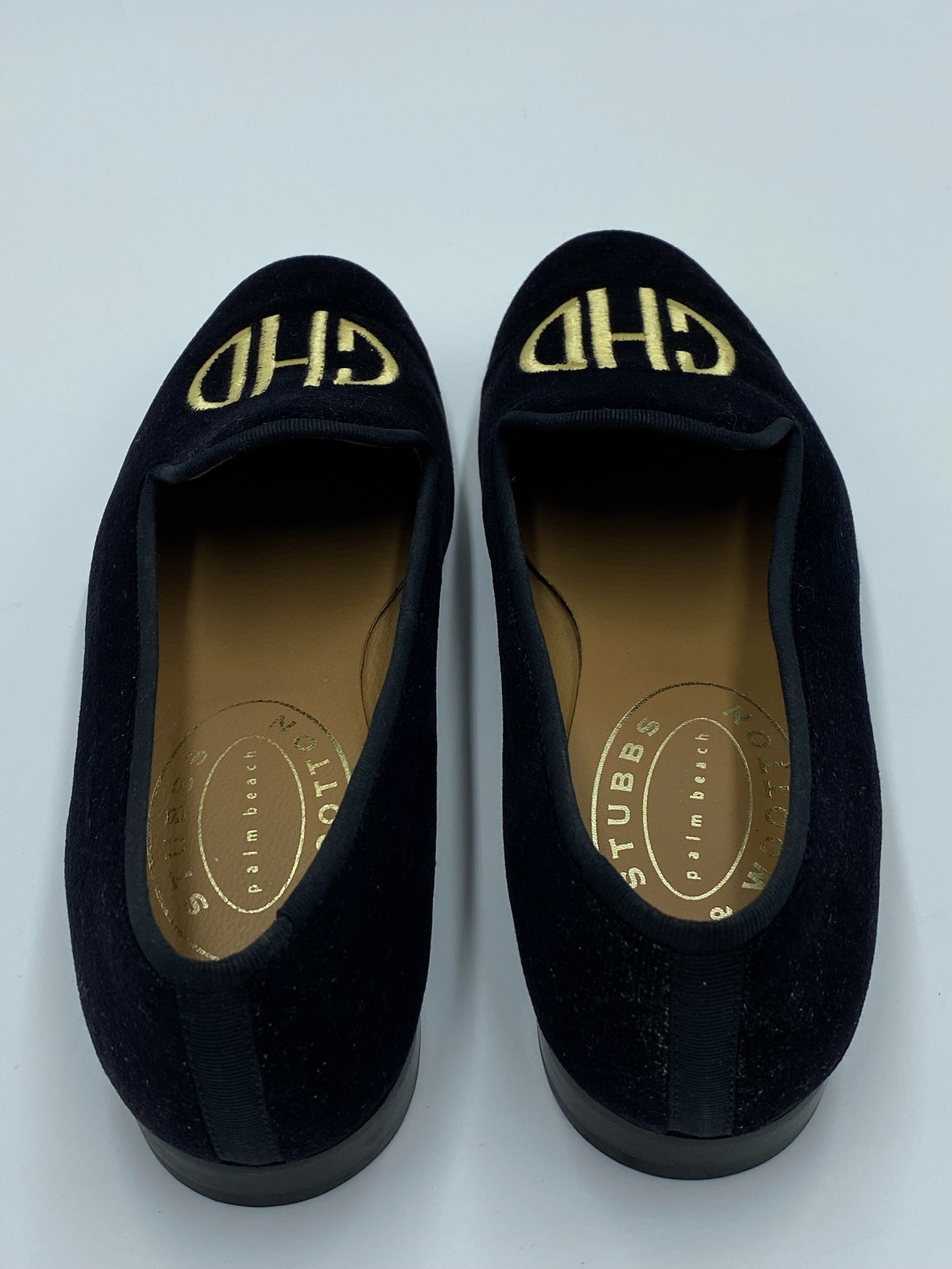 Stubbs & Wootton Black Velvet Loafers Size 9
