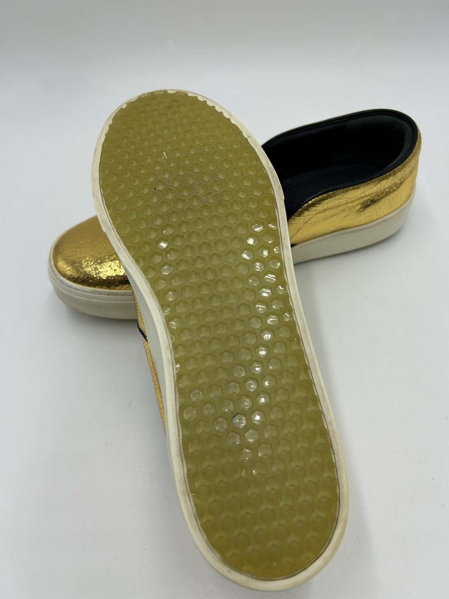 Celine Gold Cracked Leather Sneakers Size 41
