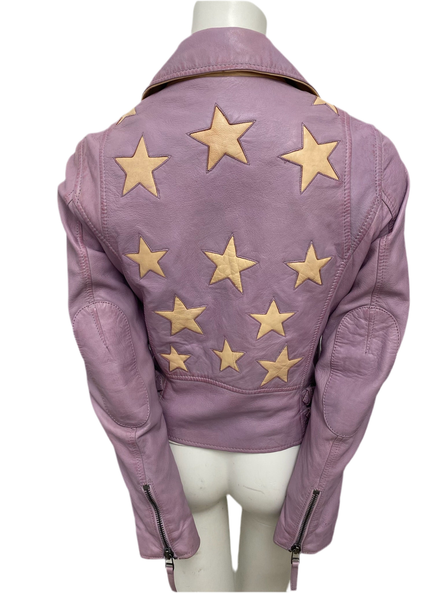 Mauritius Purple Star Leather Moto Jacket Size 4