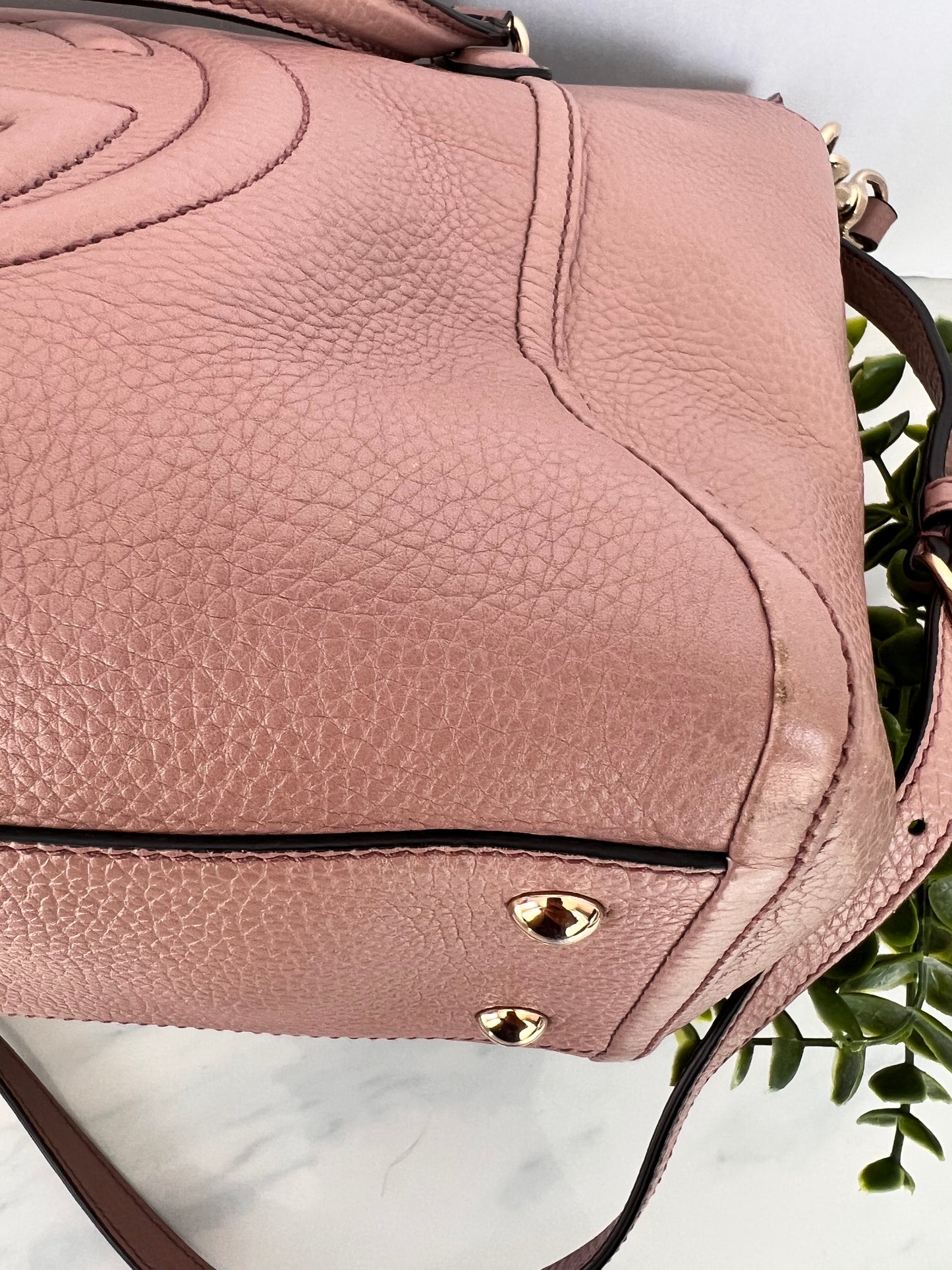 Gucci Soho Light Pink Taupe Leather Tote Bag