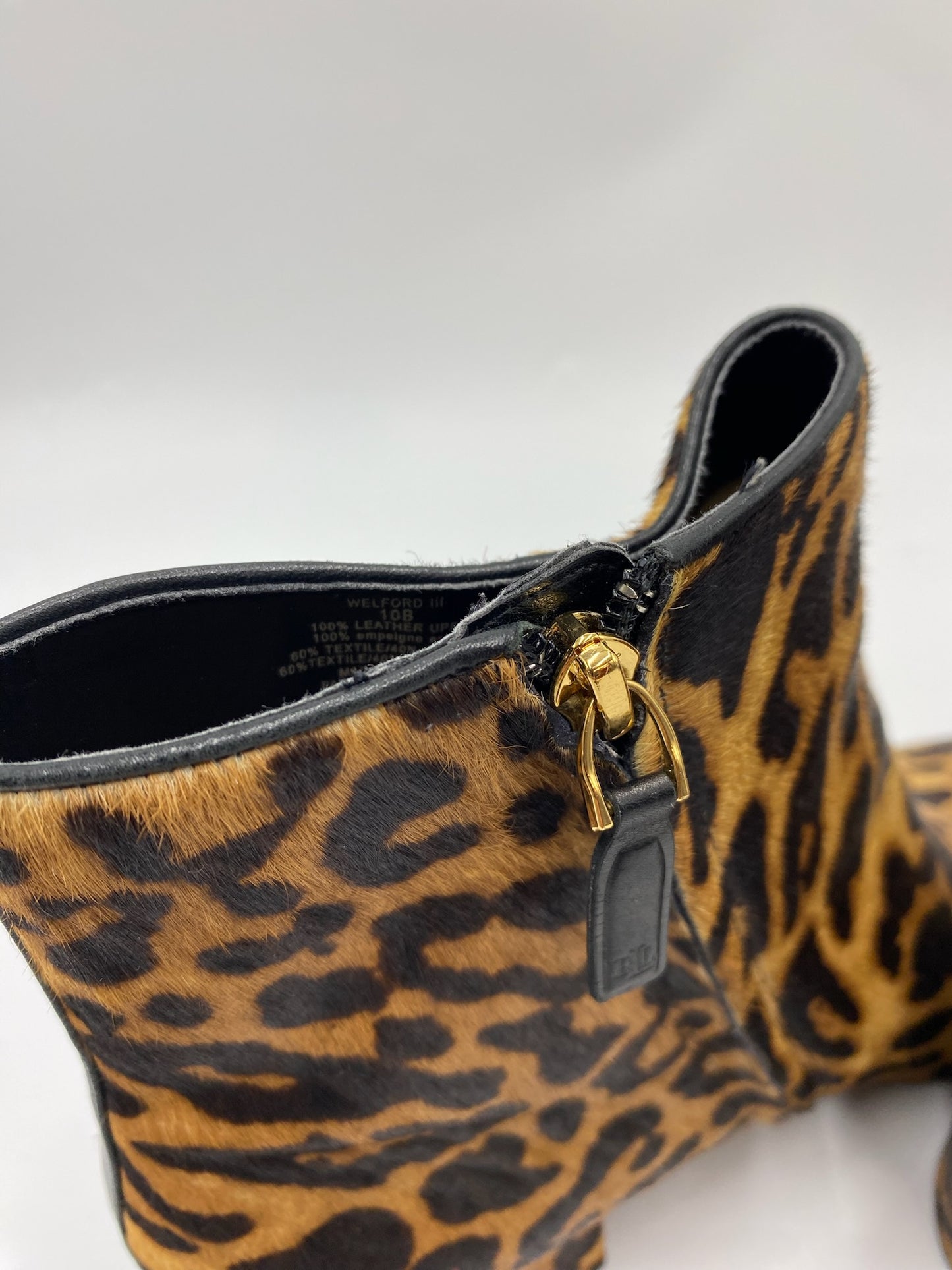 Ralph Lauren Leopard Print Mohair Ankle Boots Size 10B