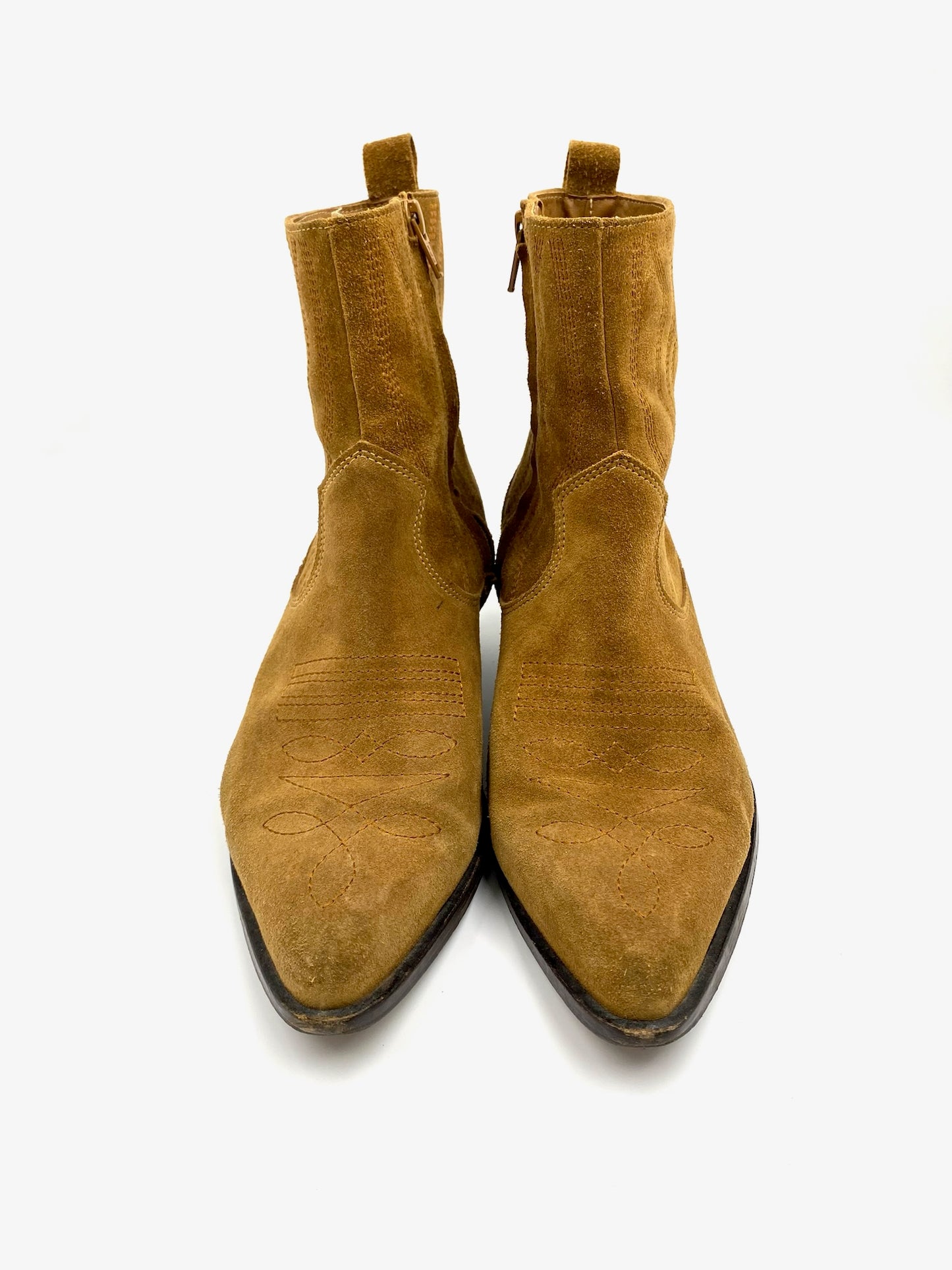 Toral Camel Western Suede Ankle Boots Size 39